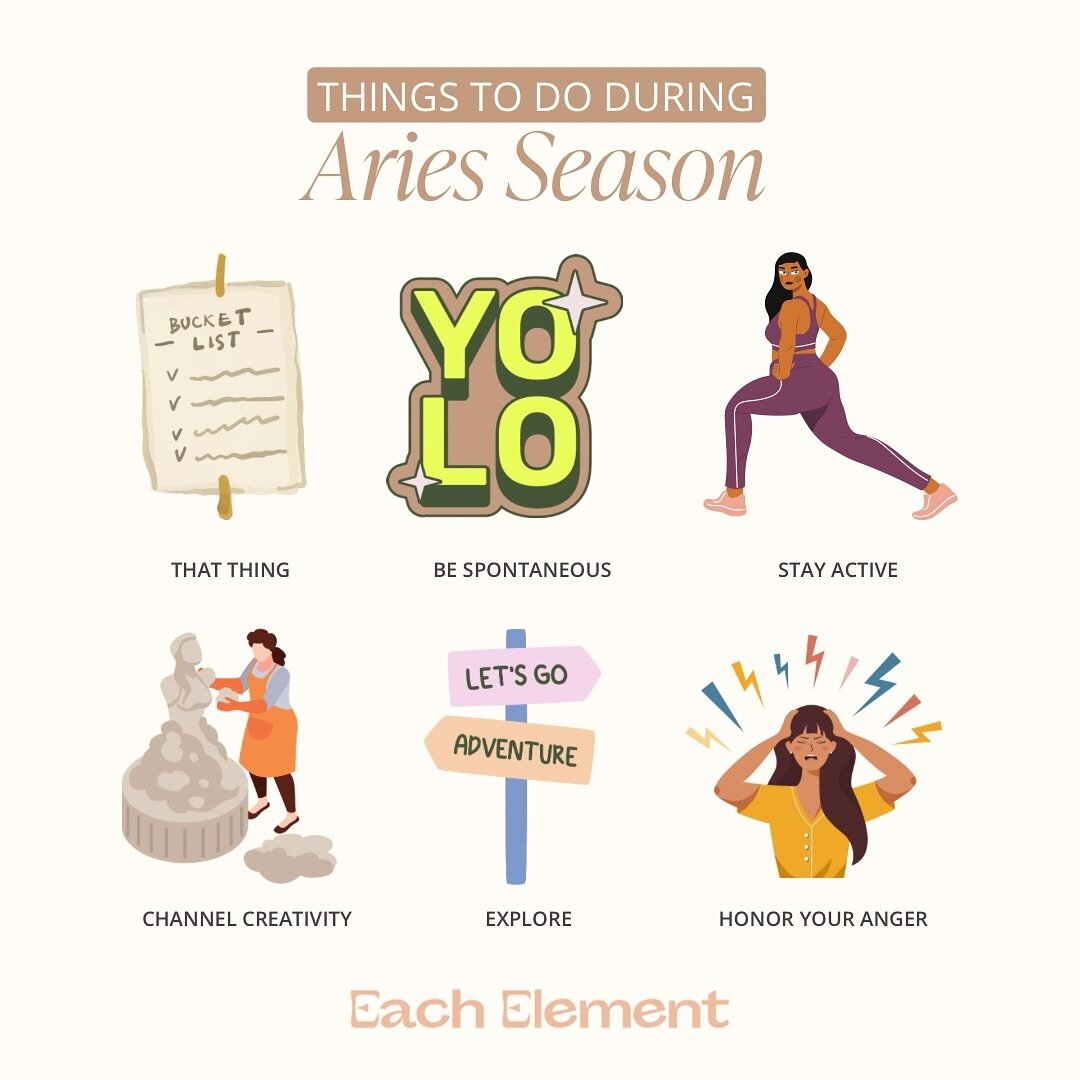 💥🔥 This astrological period invites you to embrace your adventurous spirit and make the most out of life. Here are some exciting ideas to harness the fiery energy of Aries Season:

1️⃣ Do that thing on your bucket list 📝
Aries season is the perfec