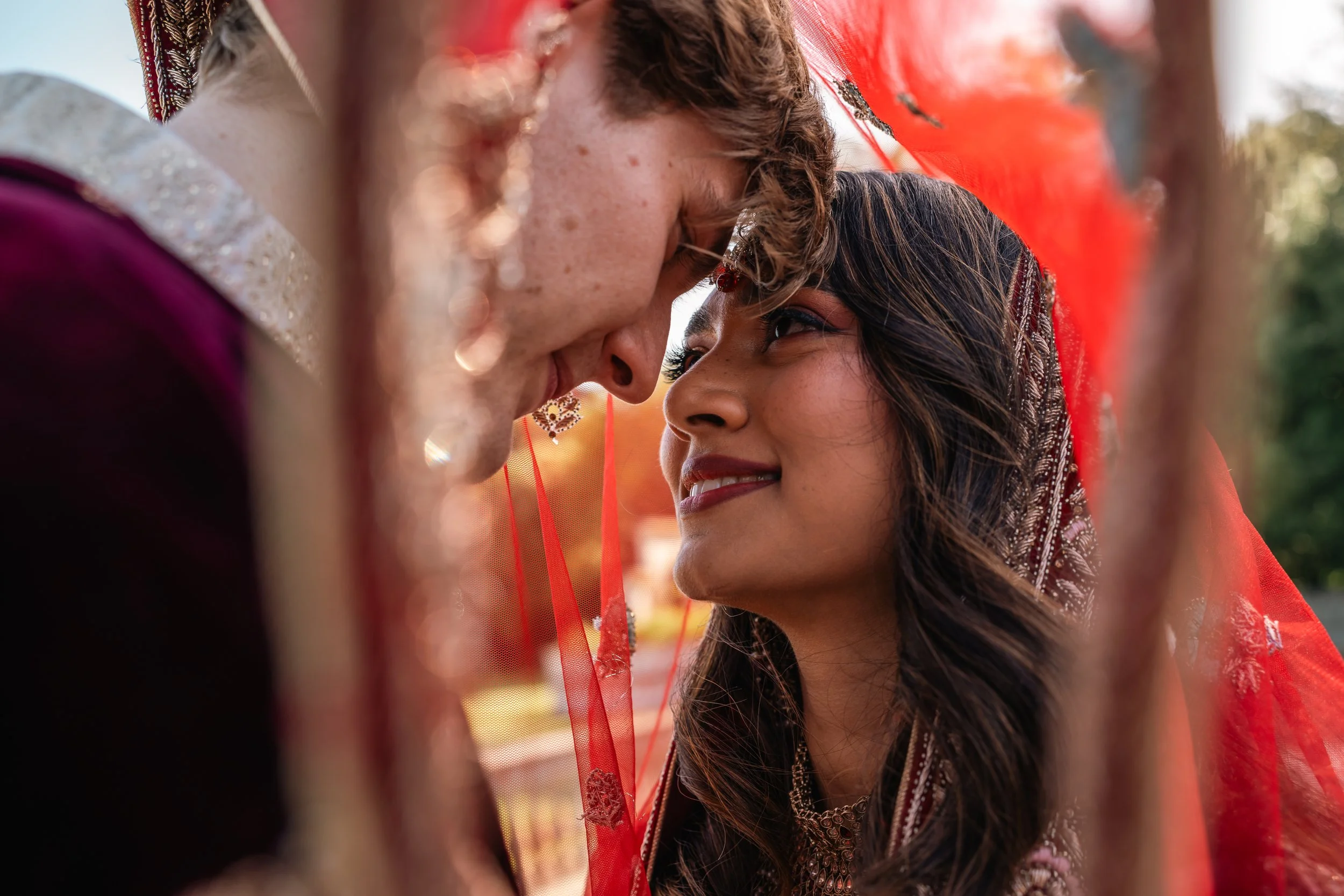 Indian (Hindu) wedding portrait, of couple at Walhampton School in Lyminton Hampshire
