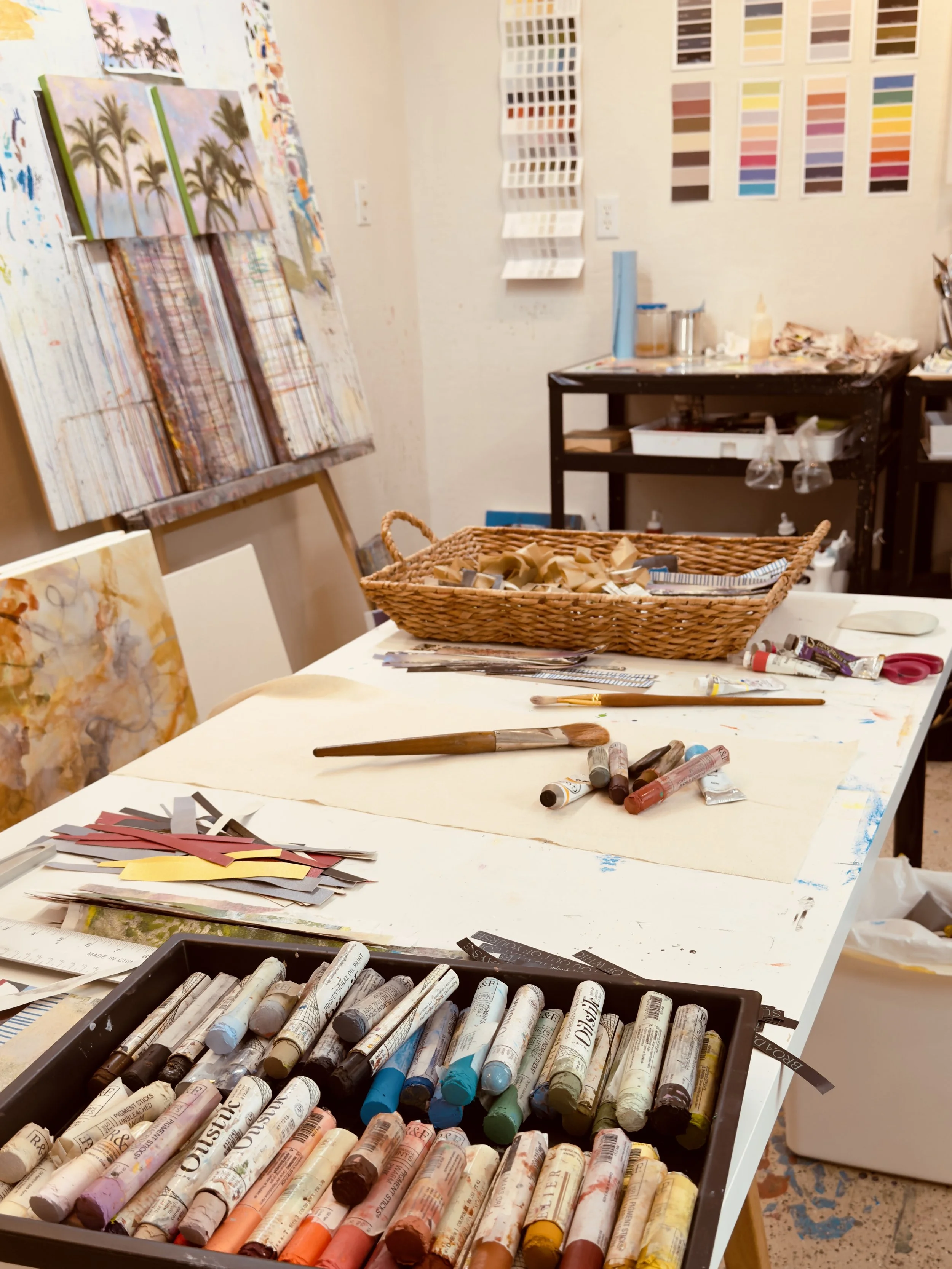 Art materials in studio