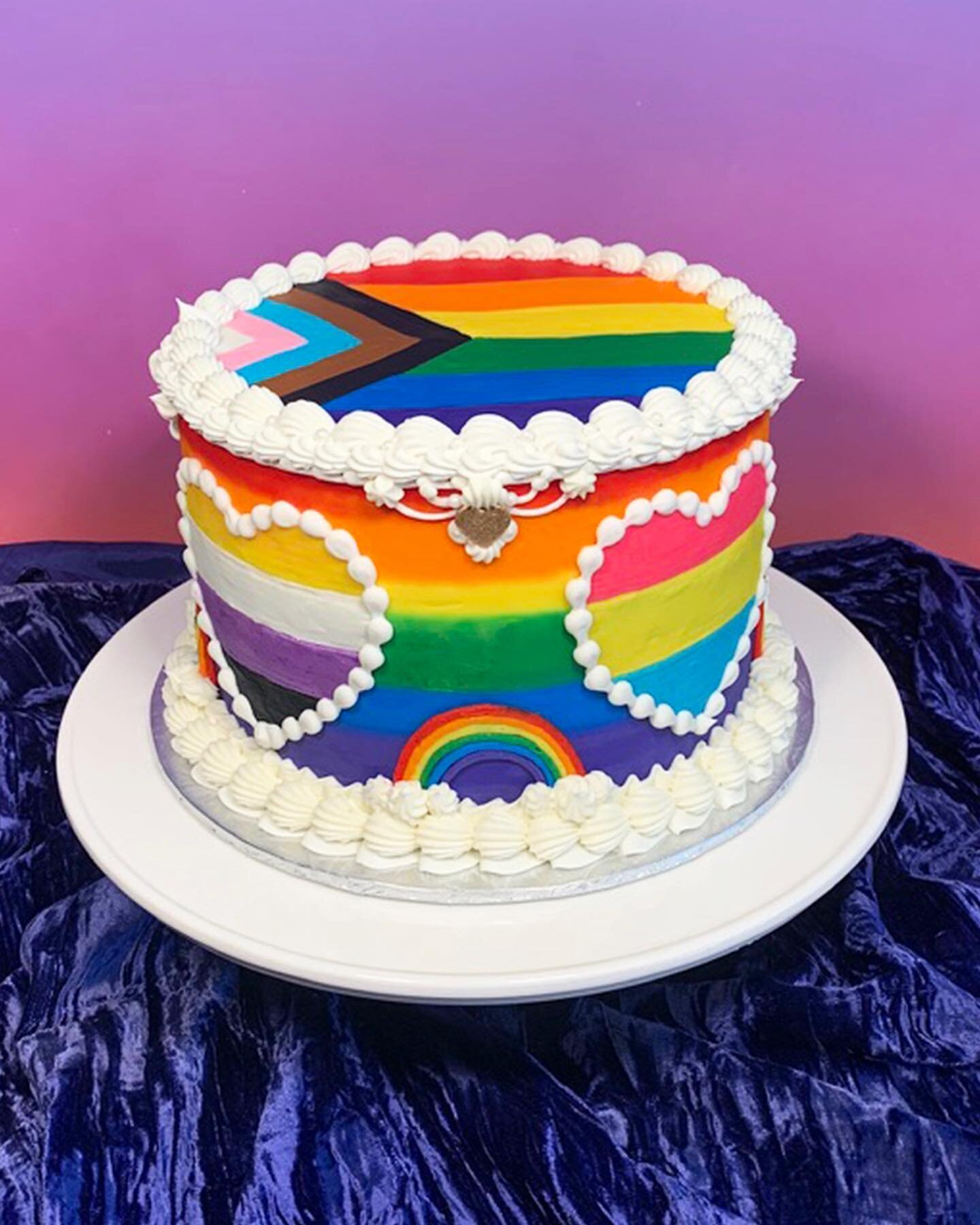The cutest pride cake for the cutest pride party there ever was! 
Designed by @anaya_sup to feature a surprise rainbow interior and some choice flags for maximum guest stokage 🌈

Thank you SO MUCH to Jen for this beautiful order and for letting me l