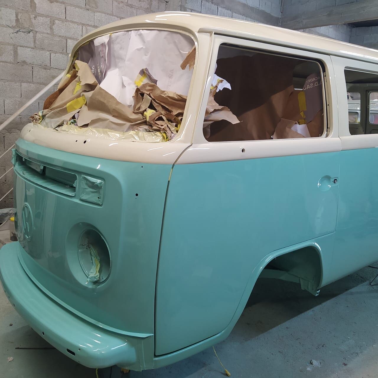 In progress ⚠️ Swipe to see the before. Our team is working nonstop to fully renovate this 1992 type 2 into a beautiful camper, set up with a kitchen equipped with sink, stove and fridge; A sofa-bed and even a TV. Contact us for more info. FOR SALE ‼