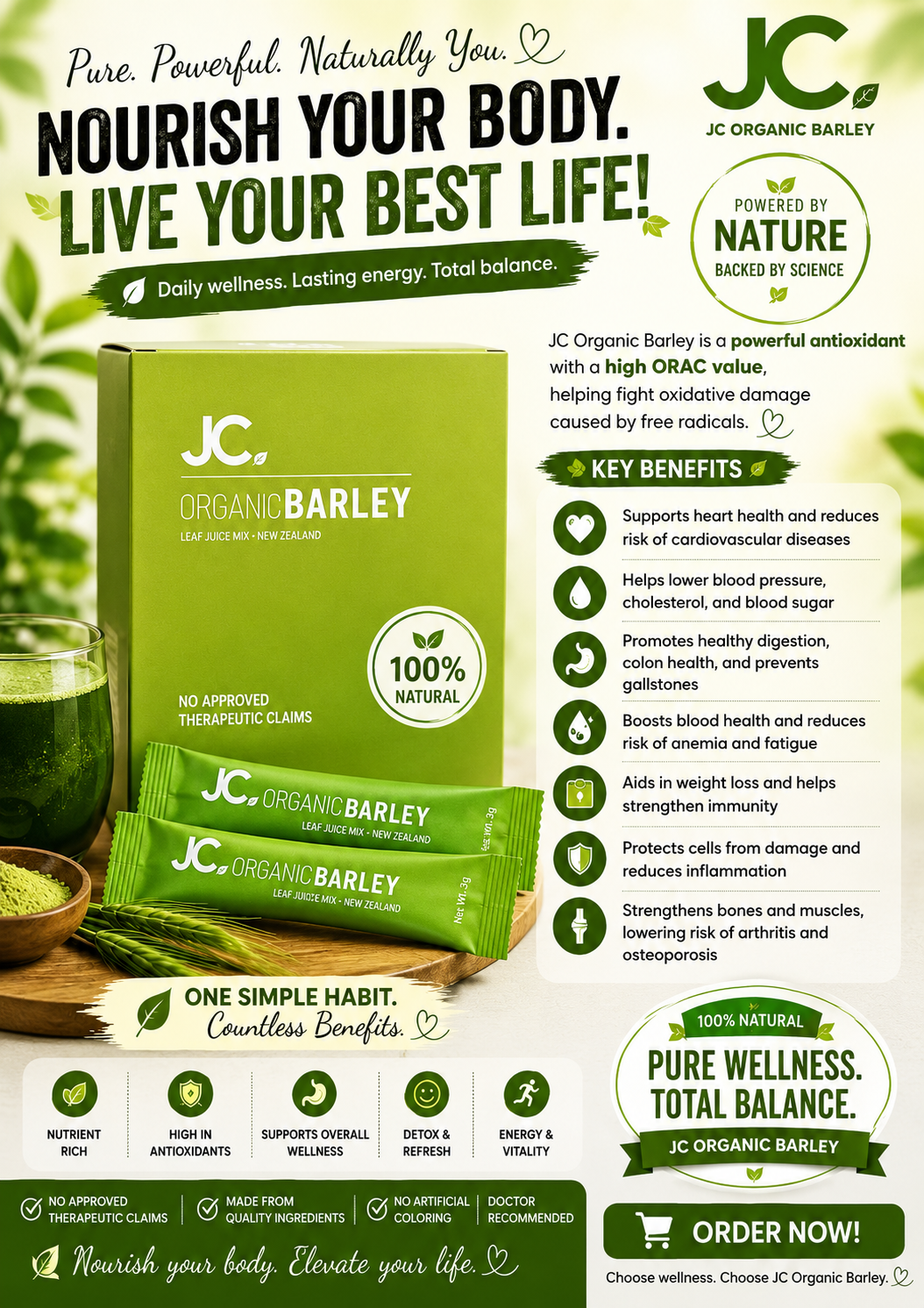 JC Organic Barley Drink Mix (10 Sachets)