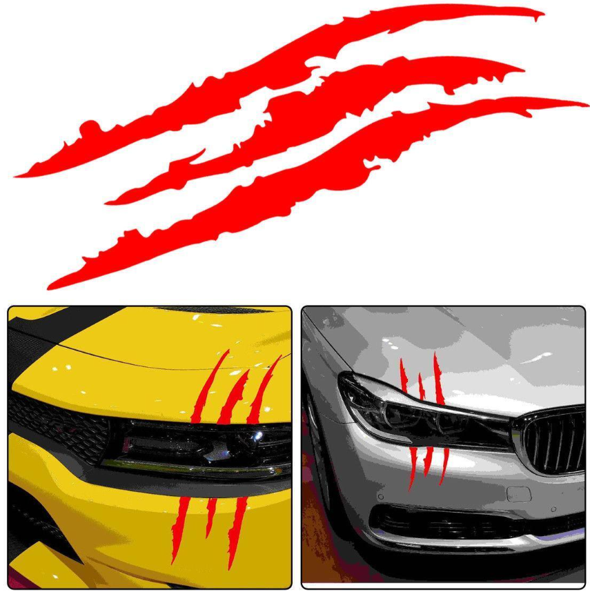 TRNOI Car Stickers and Decals Funny,Claw Auto Sticker,Claw Headlight  Decal,Car Headlight Decal,Reflective Sticker for Car Headlamp(Red,2PCS)