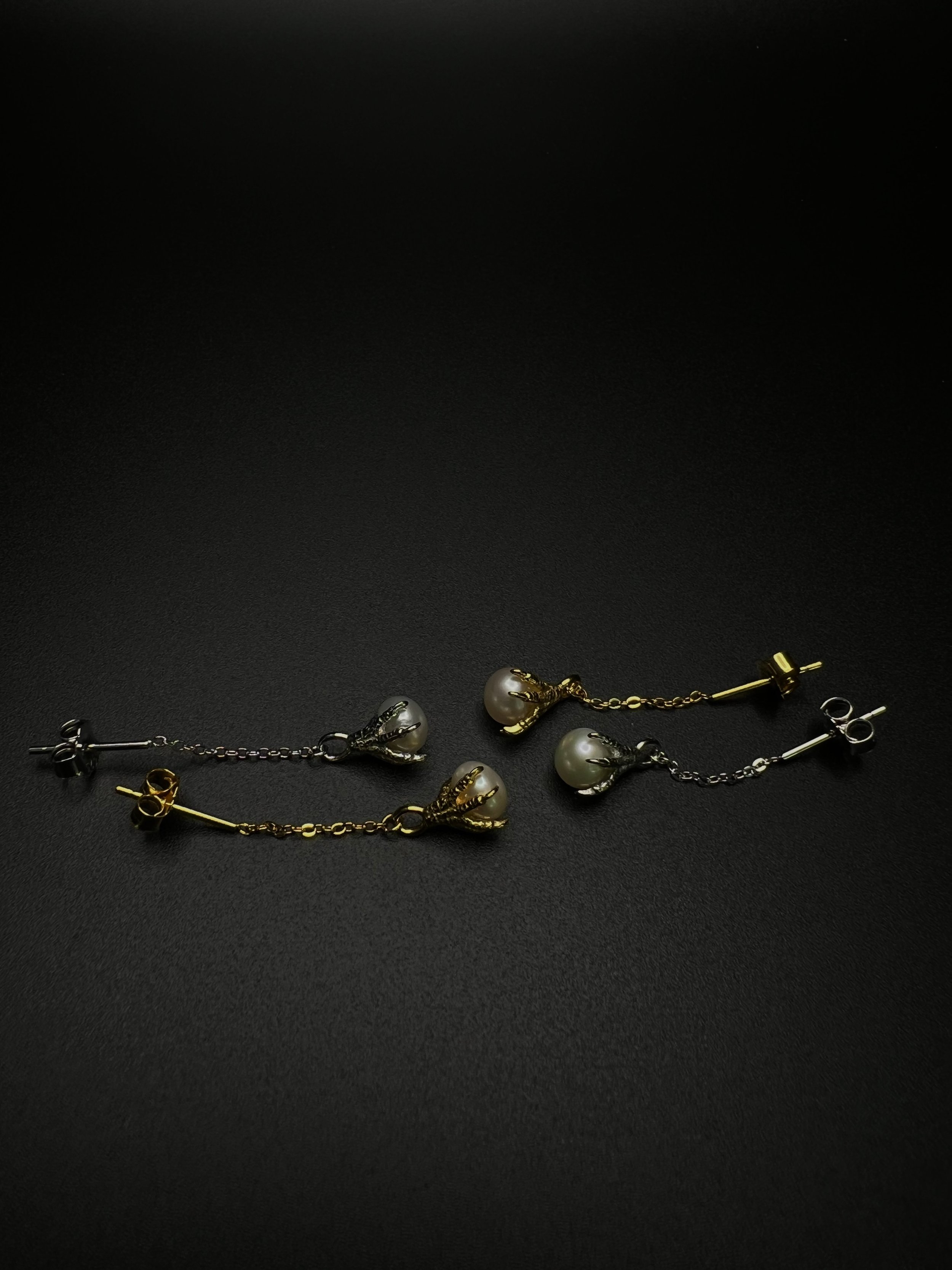 Pearl Threader Stud Earrings