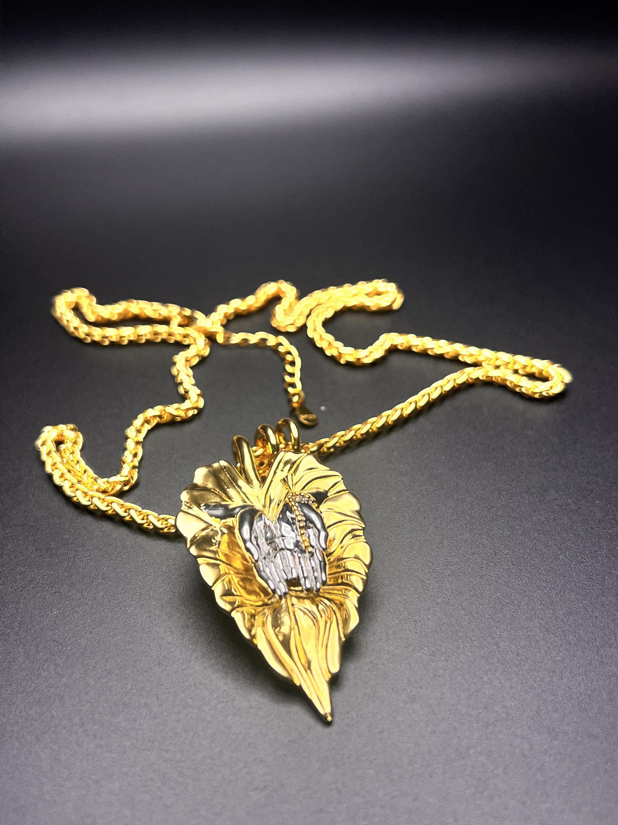 Leaf Prayer Hands Necklace