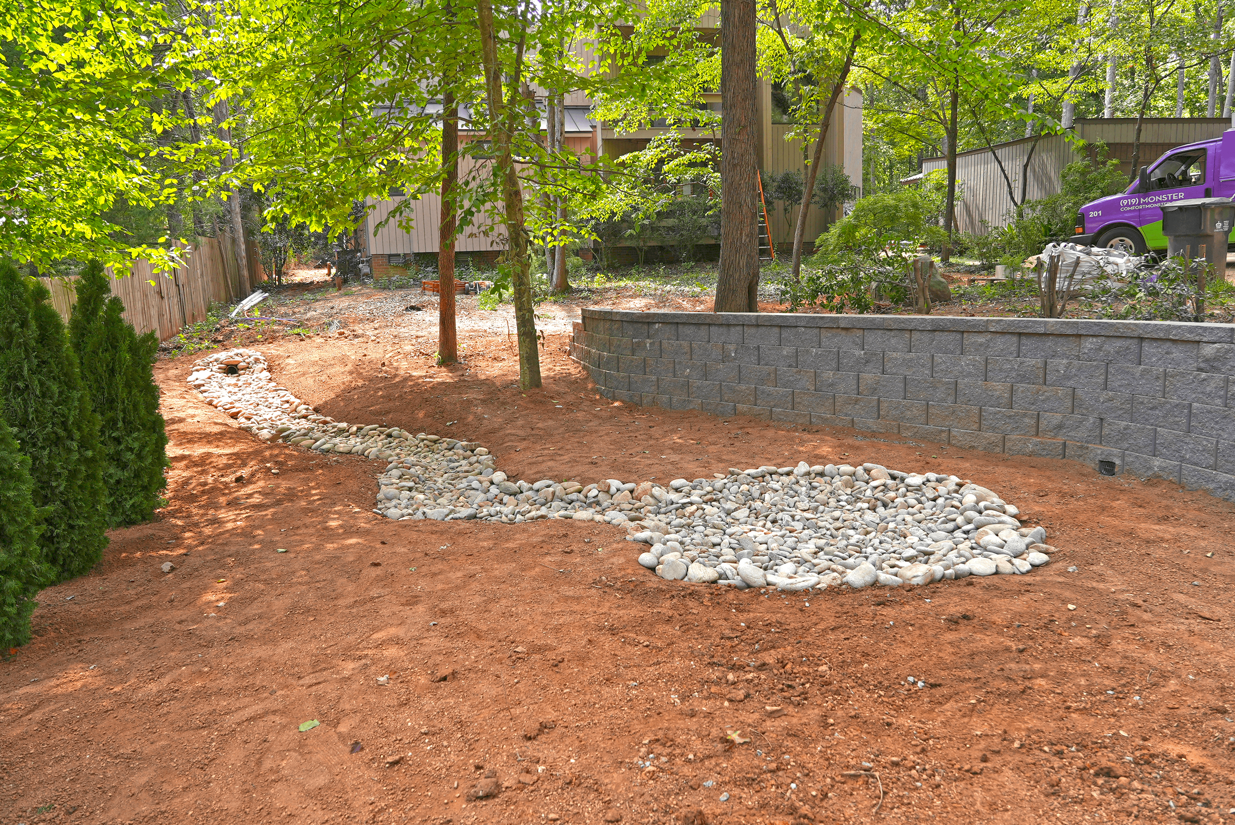 Alex's Lawnscape installed a beautiful retainer wall for a client in Weddington, NC