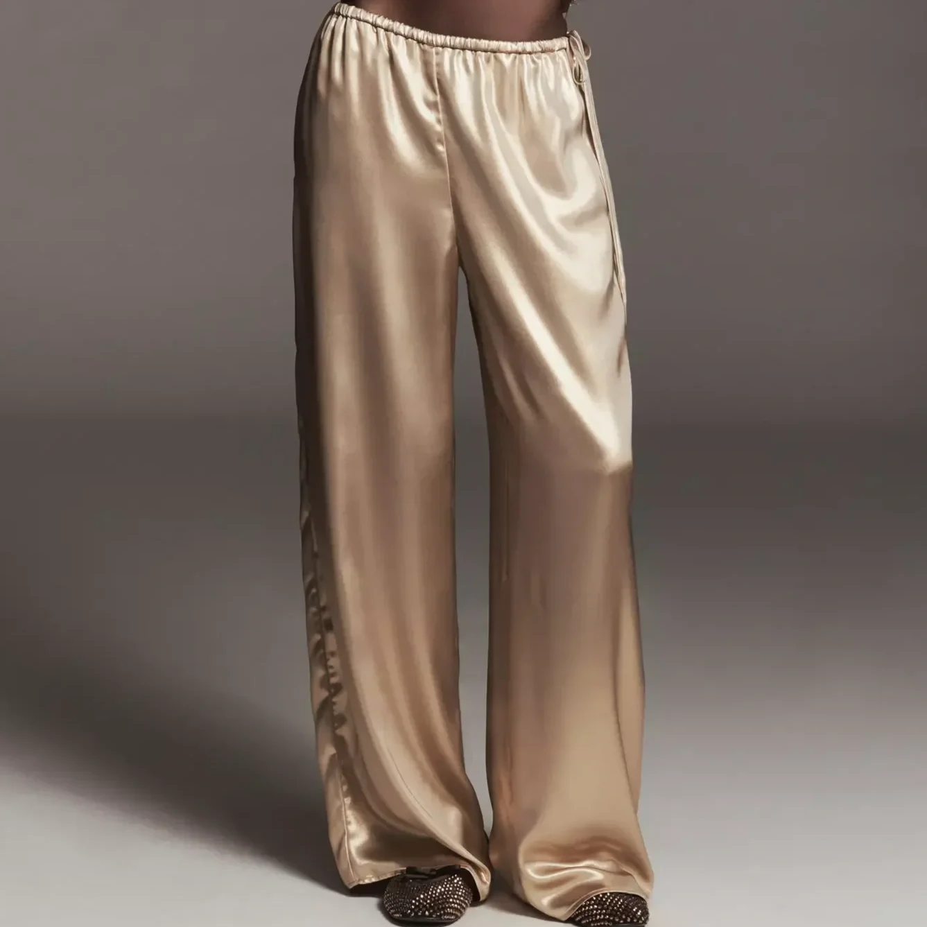 Maeve Liquid Shine Party Pull-On Pants - Gold