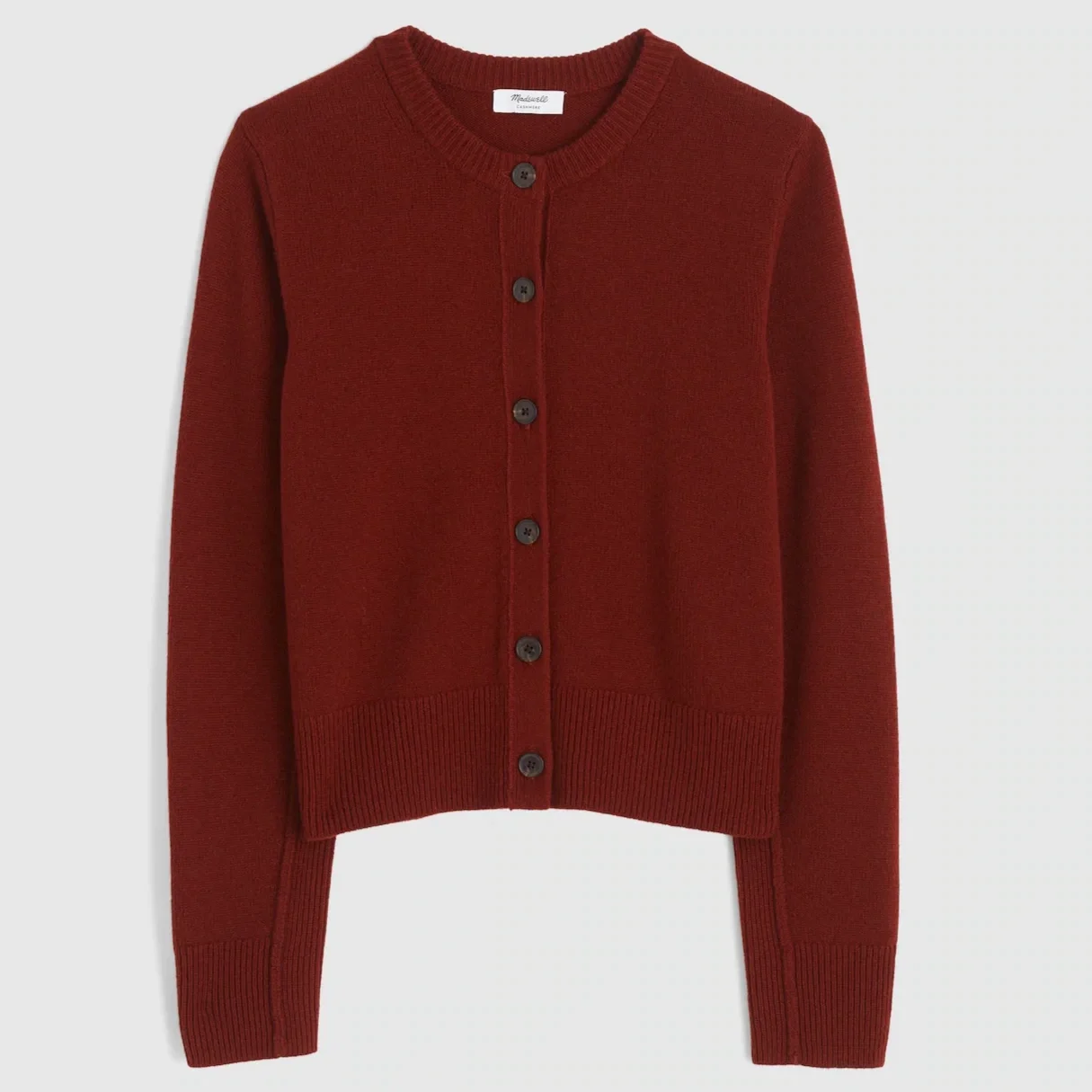 Cashmere Button-Front Cardigan Sweater - Deep Rust