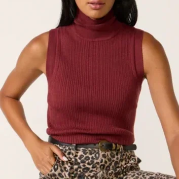 Anastasia Rib Knit Tank - Newmaroon