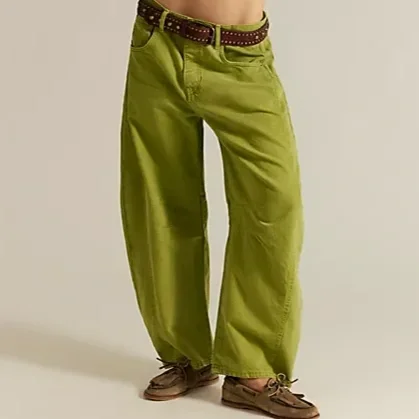 We The Free Good Luck Mid-Rise Barrel Jeans - Shadow Moss