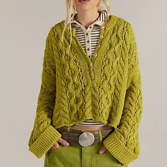Polly Cable-Knit Sweater - Snake Eyes