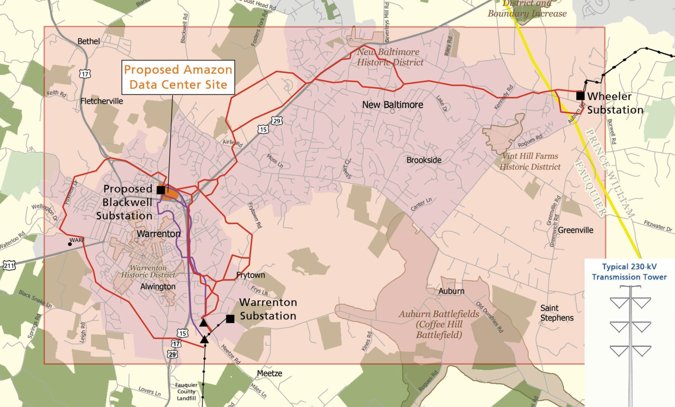 Proposed 100-120’ Tall Steel Power Towers are Amazon’s Extension Cord through OUR Backyards