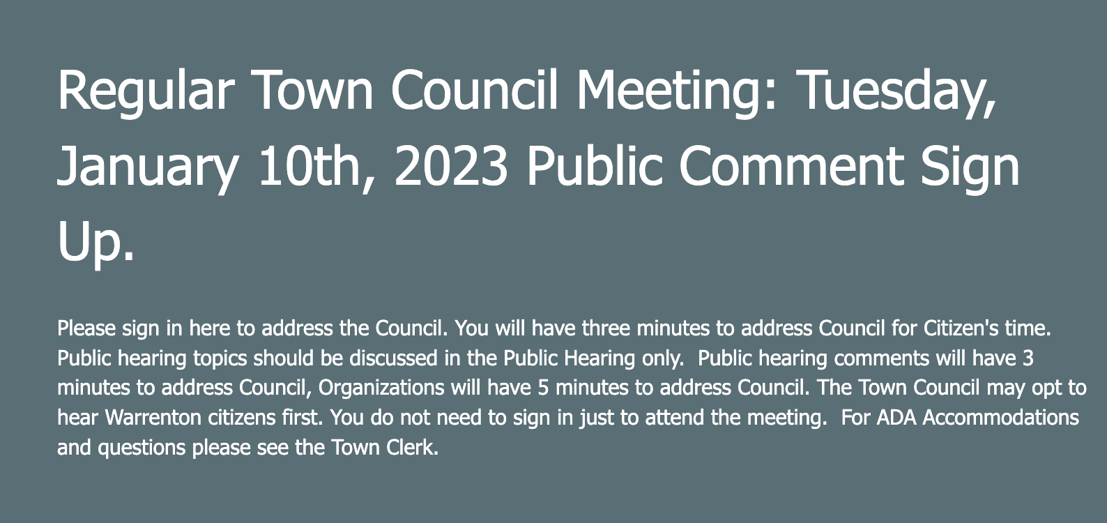 Sign Up Now to Speak at Warrenton Town Council Meeting With A Likely Vote on the Amazon SUP