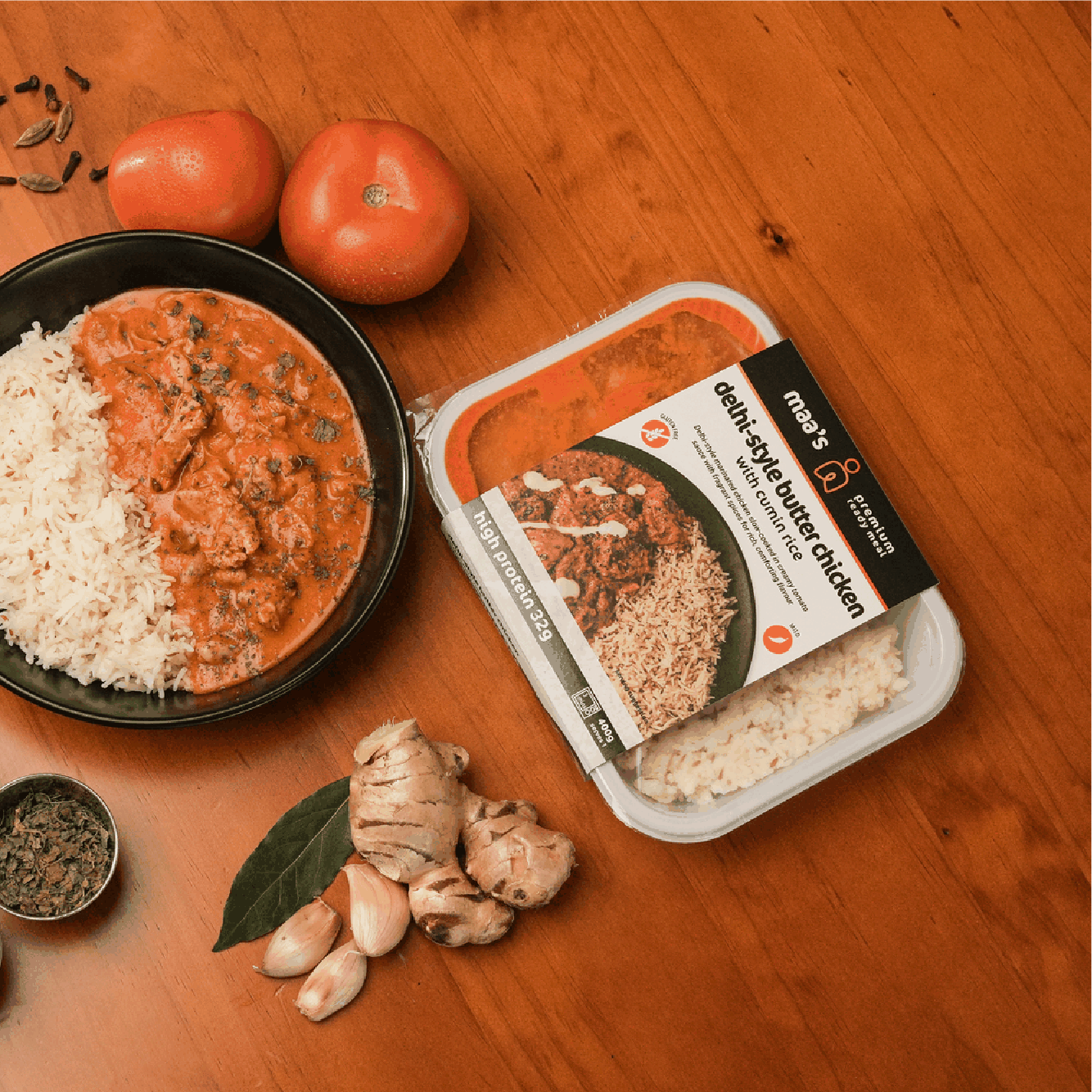 Ready meal packaging designed by Blade Creative for Maa's (Pure N Cure)
