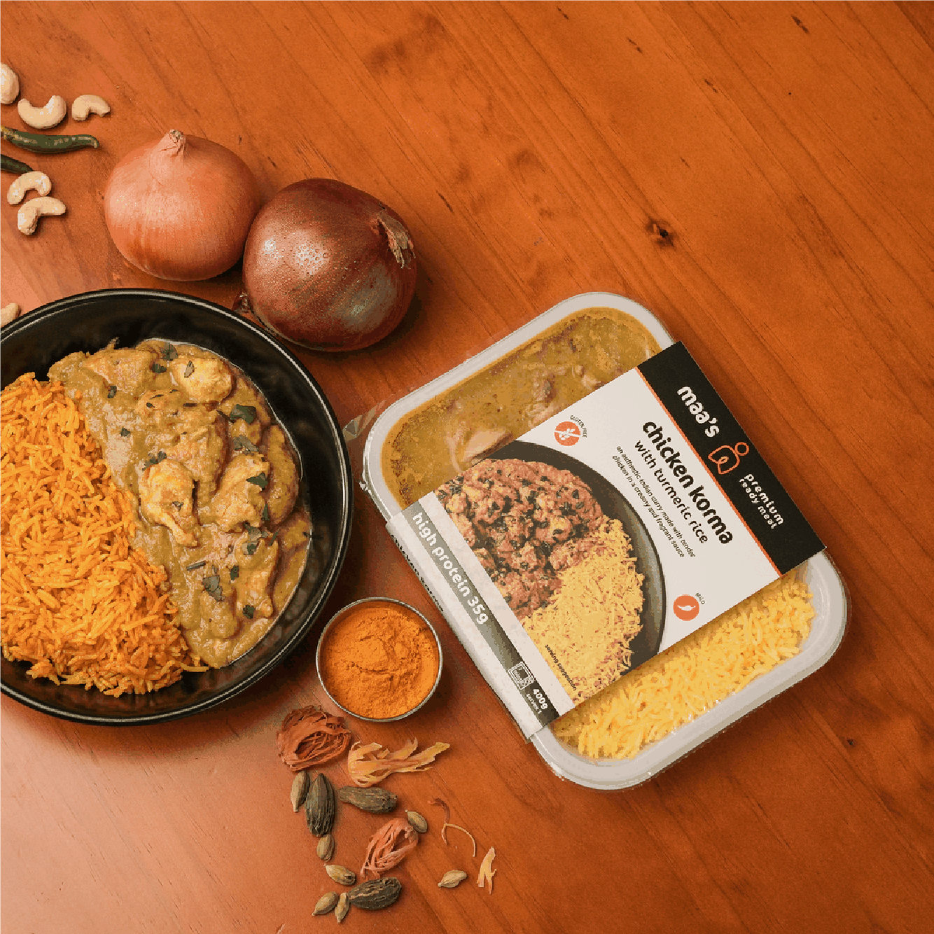 Ready meal packaging designed by Blade Creative for Maa's (Pure N Cure)
