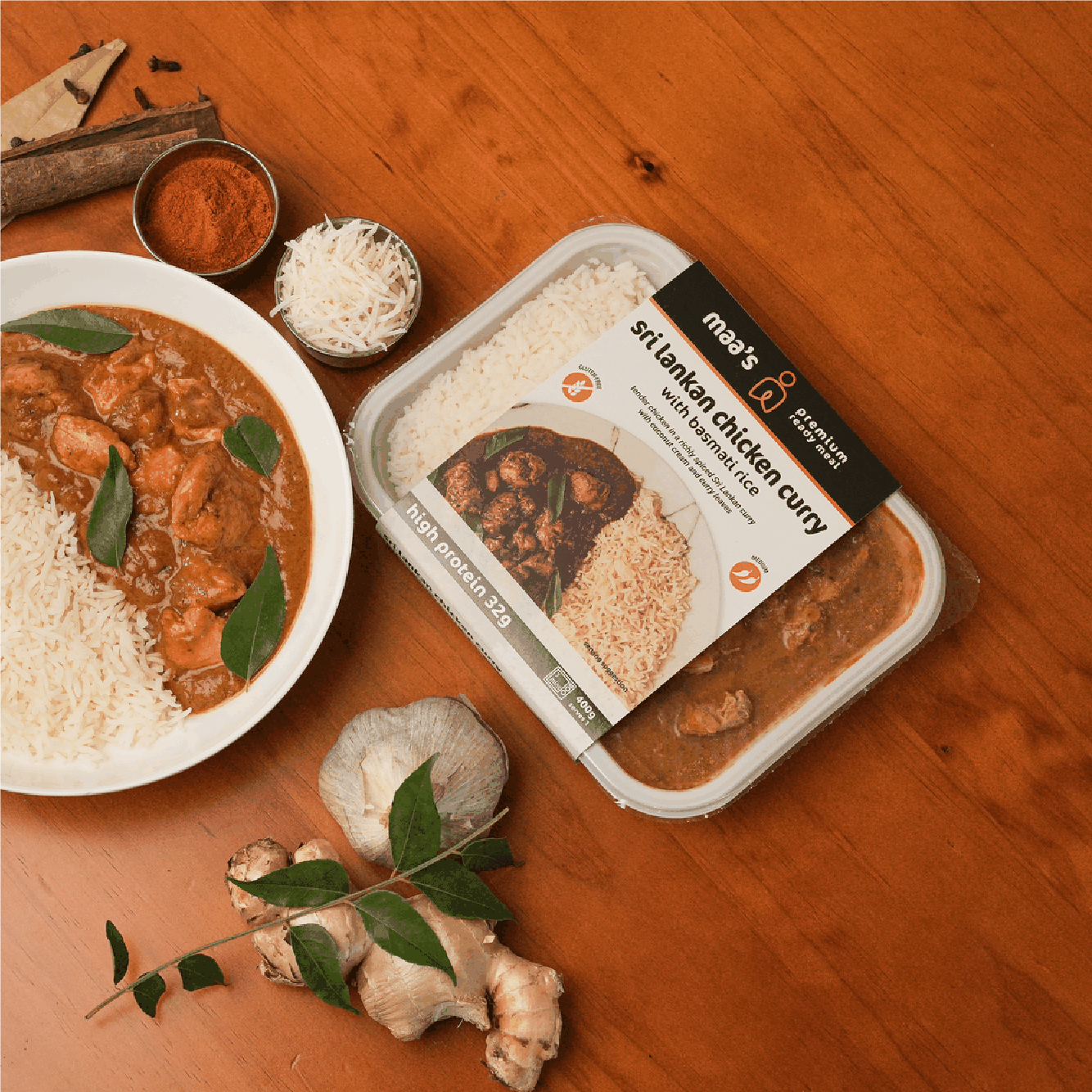 Ready meal packaging designed by Blade Creative for Maa's (Pure N Cure)