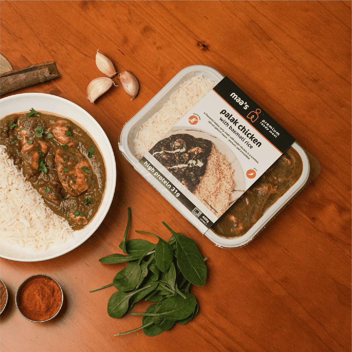 Ready meal packaging designed by Blade Creative for Maa's (Pure N Cure)
