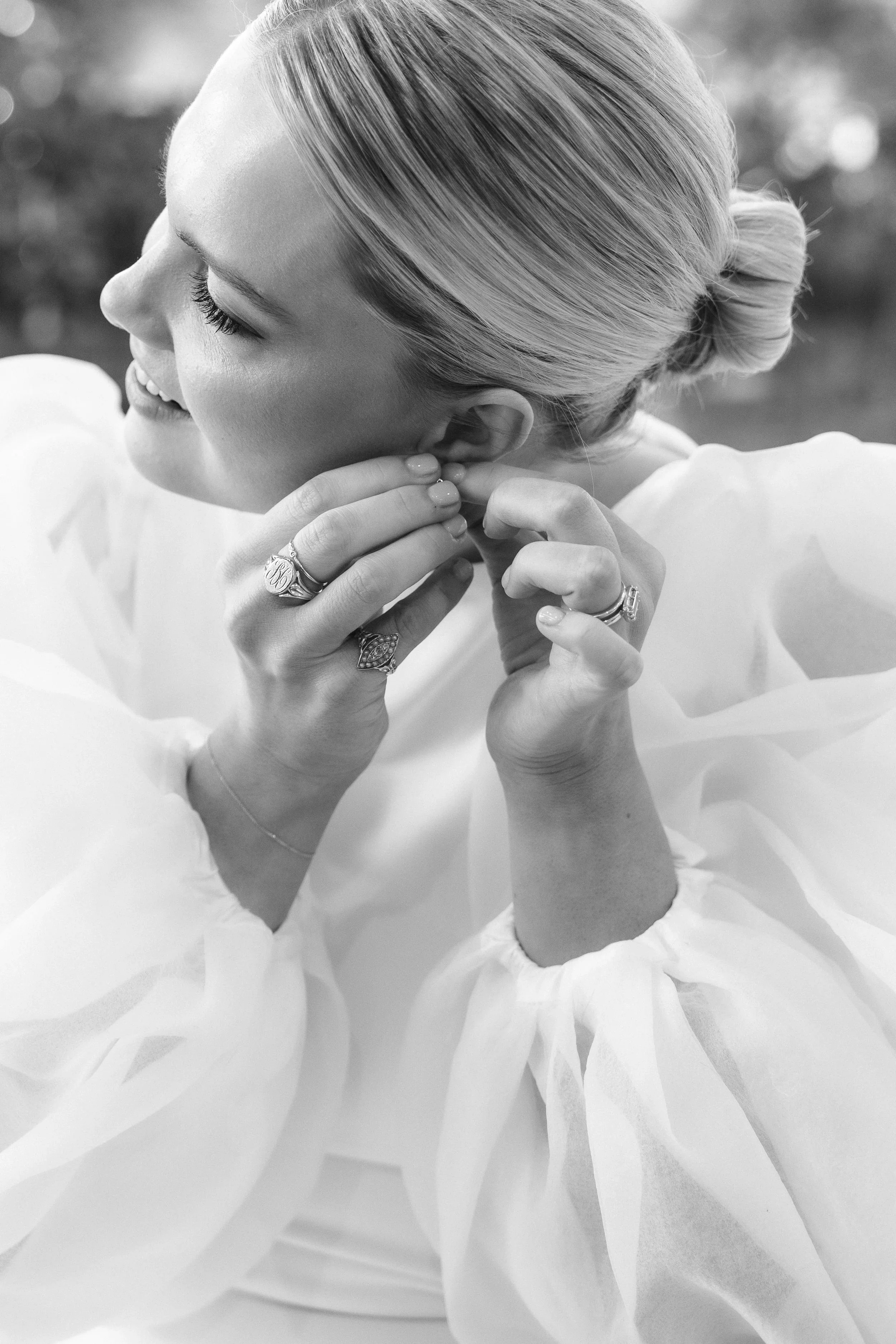 Bride getting ready for her wedding weekend at Wineglass Bay Estate, Freycinet, Tasmania