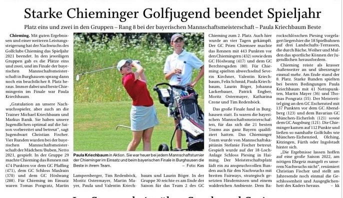 Starke Chieminger Golfjugend beendet Spieljahr