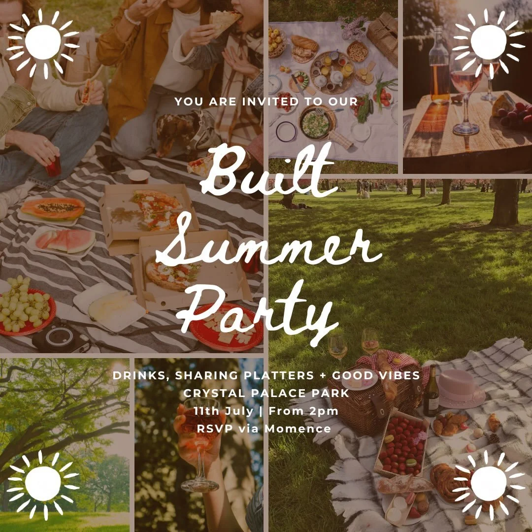 The Built Summer Party ☀️🍃

Summer plans are filling up fast so consider this your sign to SAVE THE DATE 🗓️

Join us on Saturday 11th July for our picnic in the park - an afternoon of ros&eacute;, good food and even better company 🥰

With the rain
