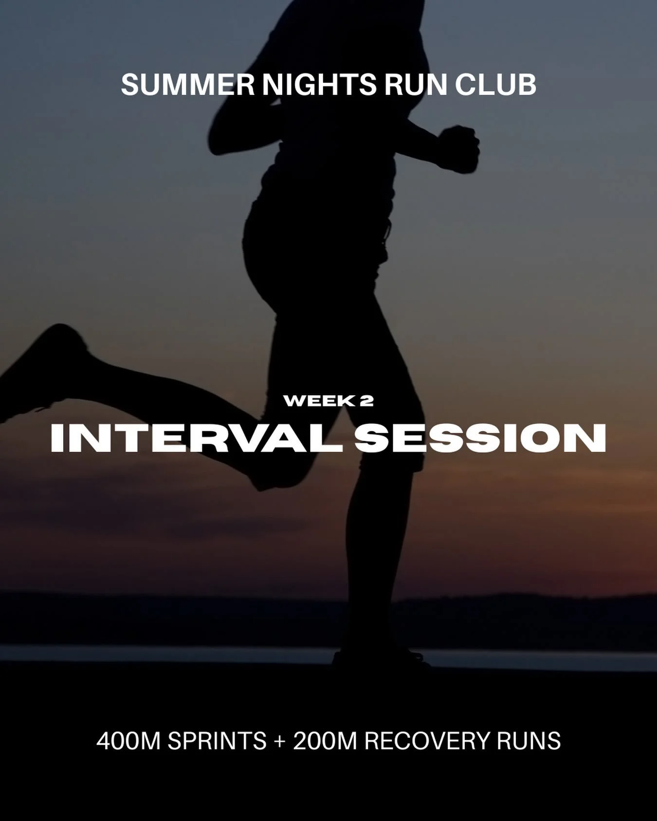 Week 2 of Summer Nights Run Club 🌙🏃&zwj;♀️

Last week we got our benchmark in. This week we&rsquo;re introducing a little bit of interval work.

Nothing scary, just a chance to start playing with pace and building confidence.

We&rsquo;ll start wit