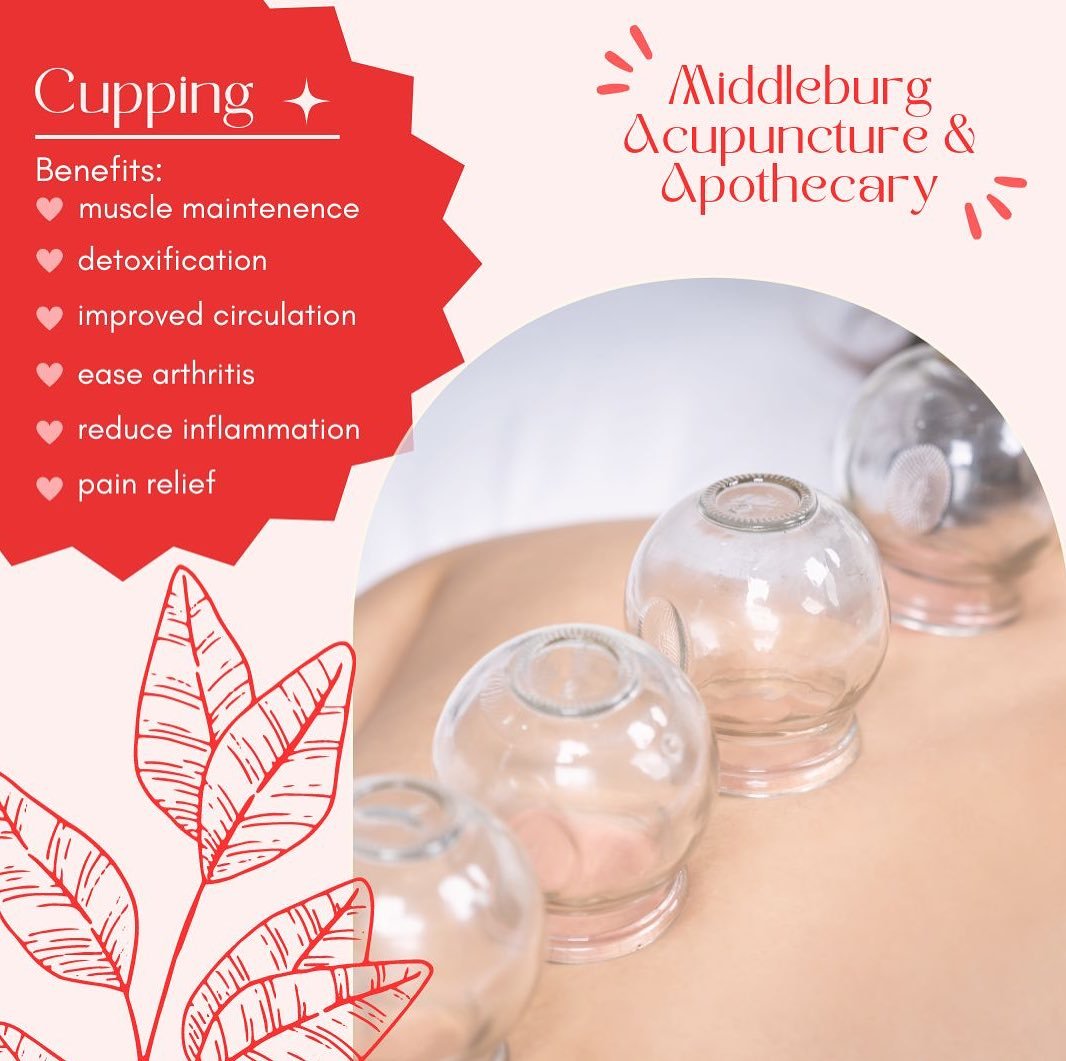 Cupping at Middleburg Acupuncture &amp; Apothecary can be a part of regular acupuncture treatment, if it is right for the patient ☯

As seen on athletes like Michael Phelps or superstars like Jennifer Aniston, cupping offers muscle relief, relaxation
