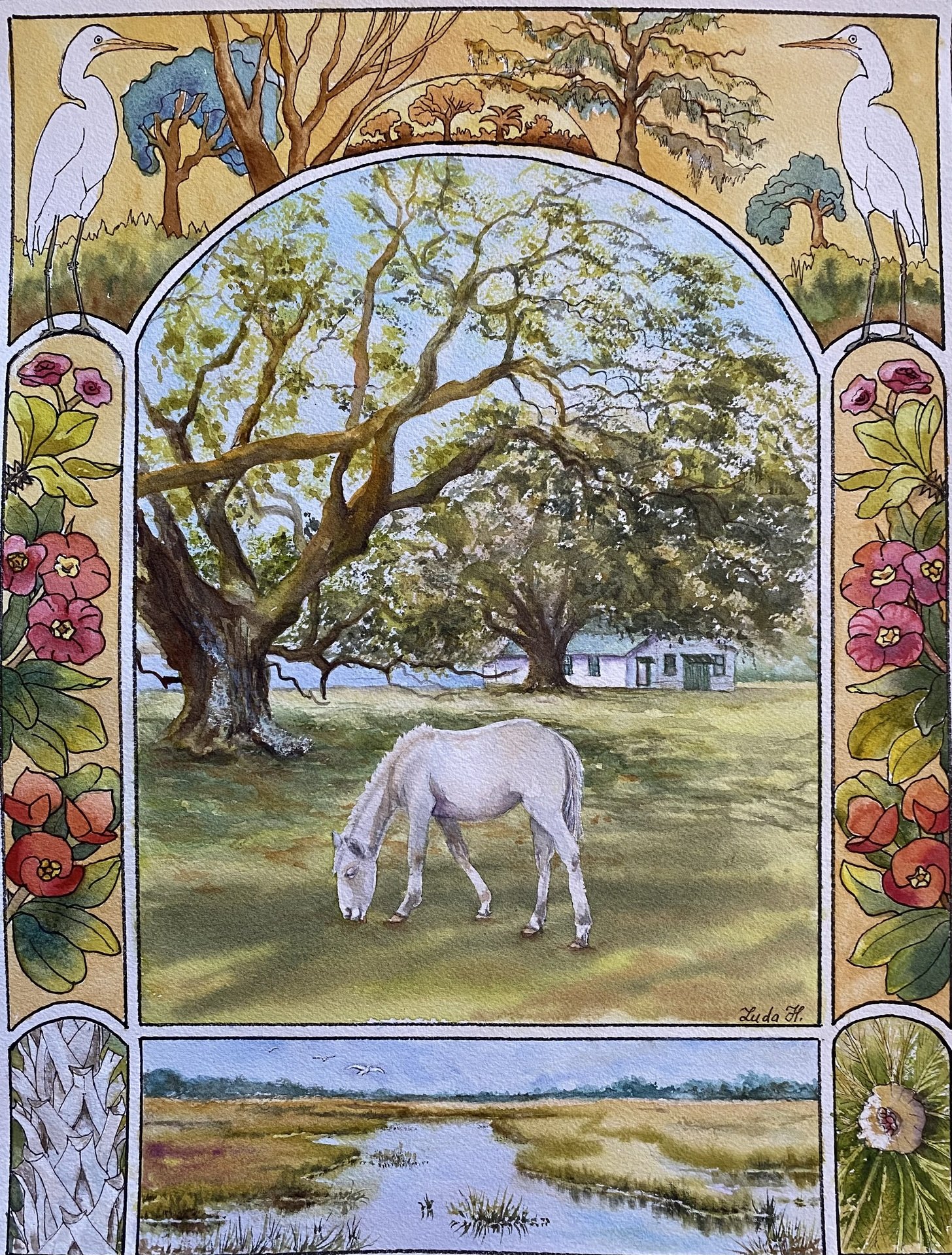 Ludmila Harrison-Cumberland Island Wildlife Art Nouveau Style
