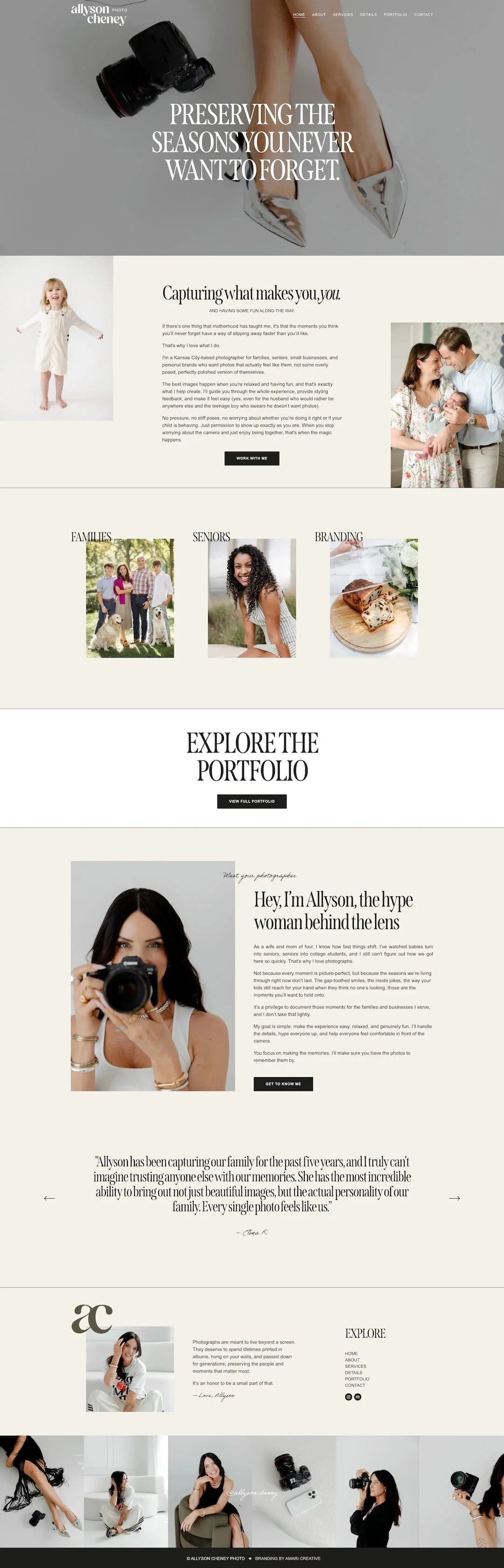 Brand and website copy and design for Allyson Cheney Photography