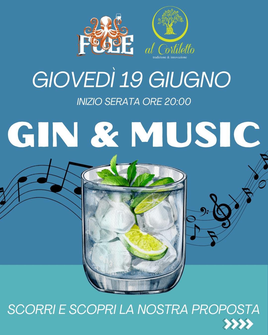 Serata Gin &amp; Music al Cortiletto 🌿
📅 Gioved&igrave; 19 giugno, ore 20 &ndash; 📍 Nel cuore di Busto Arsizio

Un mix perfetto di gin selezionati e buona musica, per una serata all'insegna del divertimento e del buon gusto. Scopri nuovi abbinamen