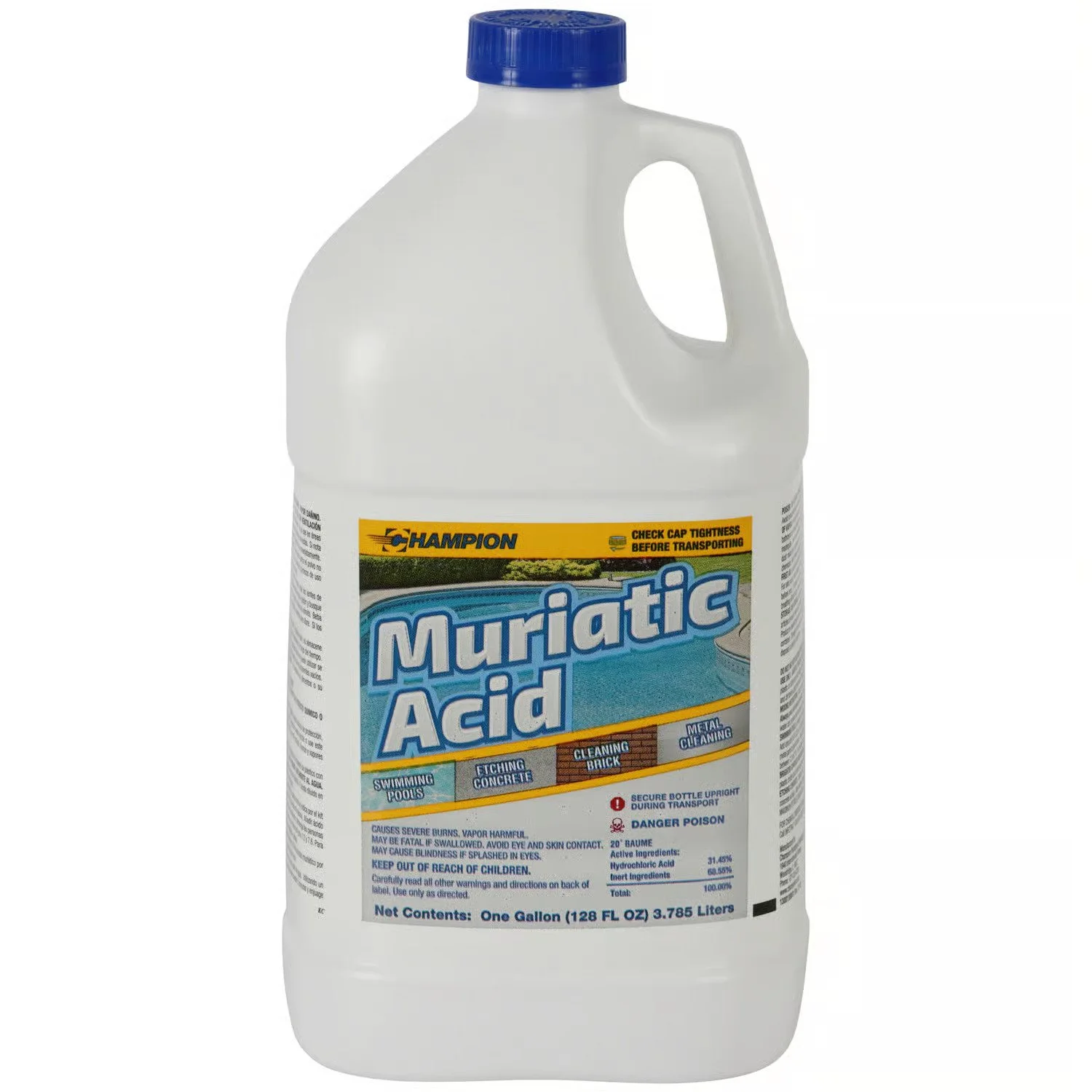Champion Muriatic Acid Liquid, 1-Gallon Size, 4 Gallons Per Case