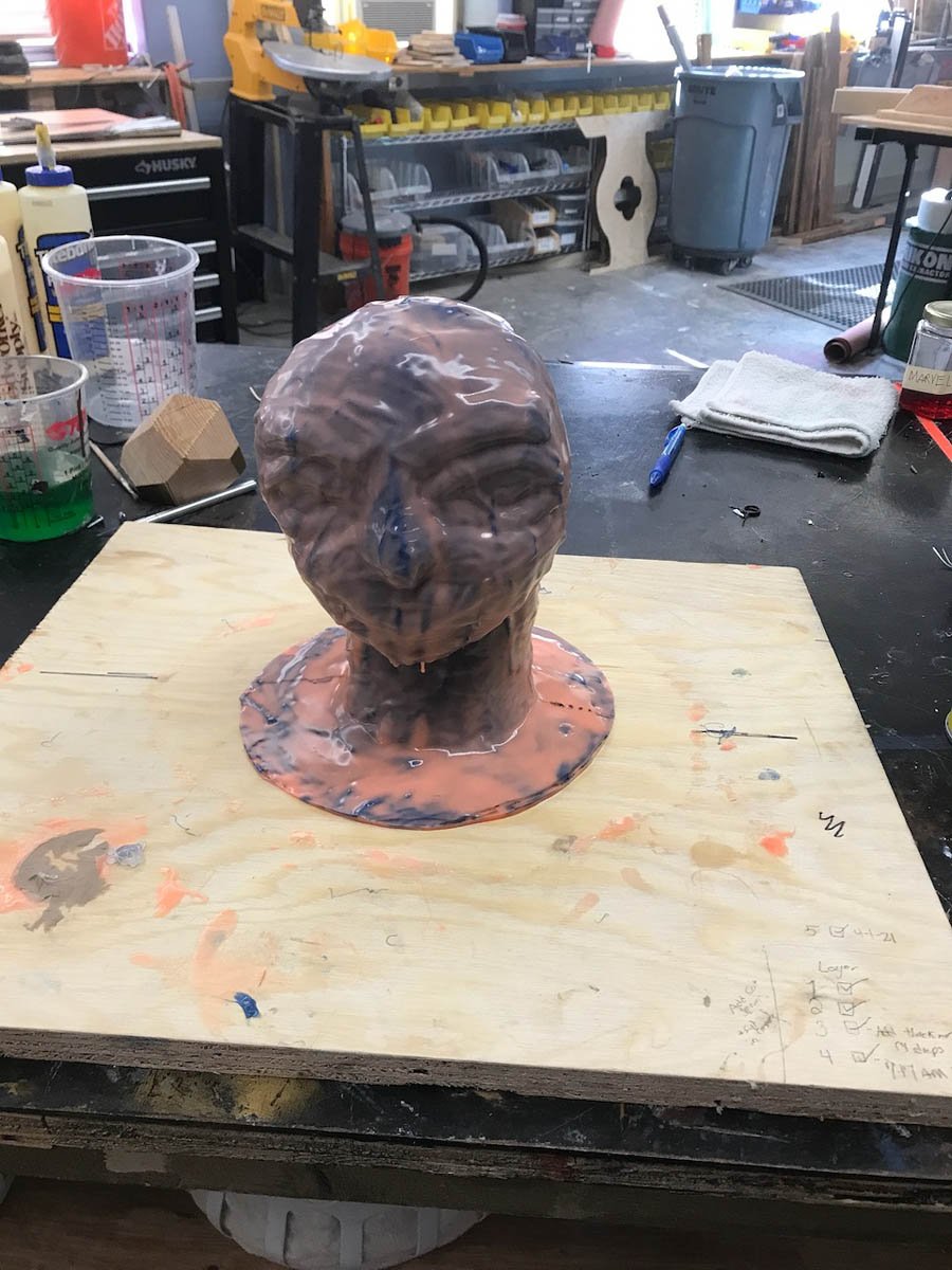 UNCO: Jestor's Bauble for Macbeth, in process by Jackie Cinnamon. Silicone brush on mold.