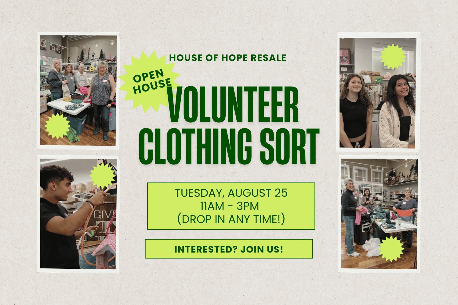 Volunteer Clothing Sort Pop-Up Event