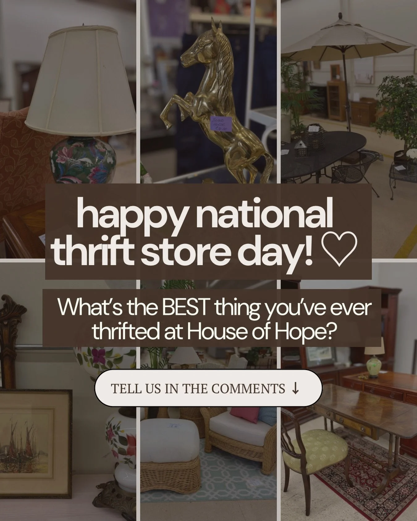 Happy National Thrift Shop Day! 💚

Today we&rsquo;re celebrating one of our favorite things about thrifting&hellip; you never know what treasures you&rsquo;re going to find! 

Over the years, so many one-of-a-kind pieces have made their way through 