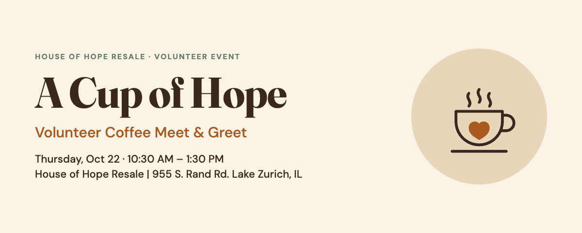 Volunteer Event in Lake Zurich, Illinois. Volunteer Coffee Meet & Greet