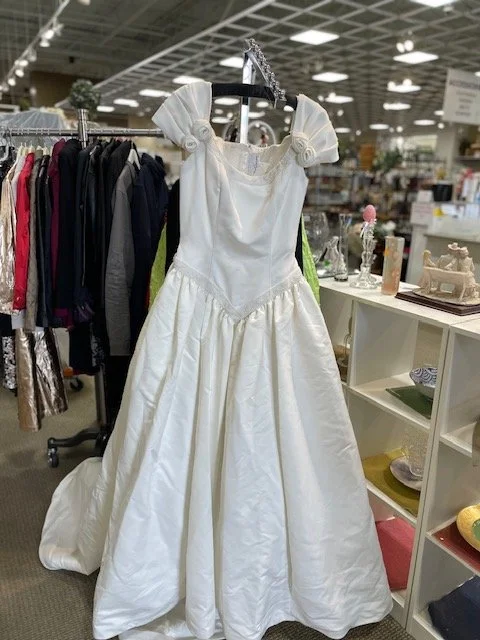 Vintage-Inspired White Satin Gown by Oleg Cassini