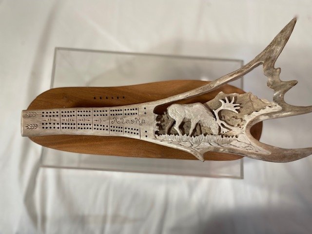Vintage  Alaskan Antler Cribbage Board