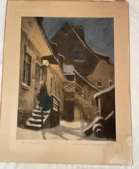 Bruno Bielefeld Winter Idyll Signed Etching