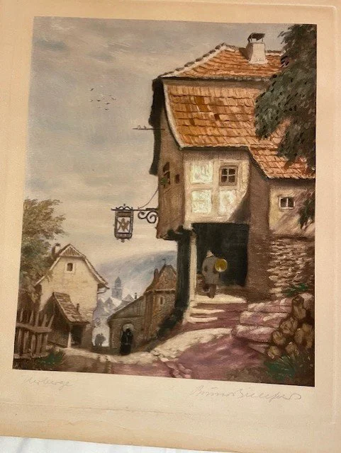 Antique Lithograph by Bruno Bielefeld : Herberge