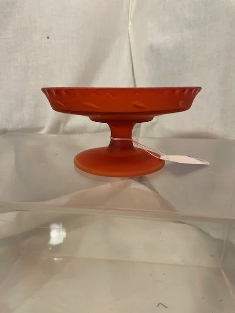 Tiffin Amberina plate and compote dish