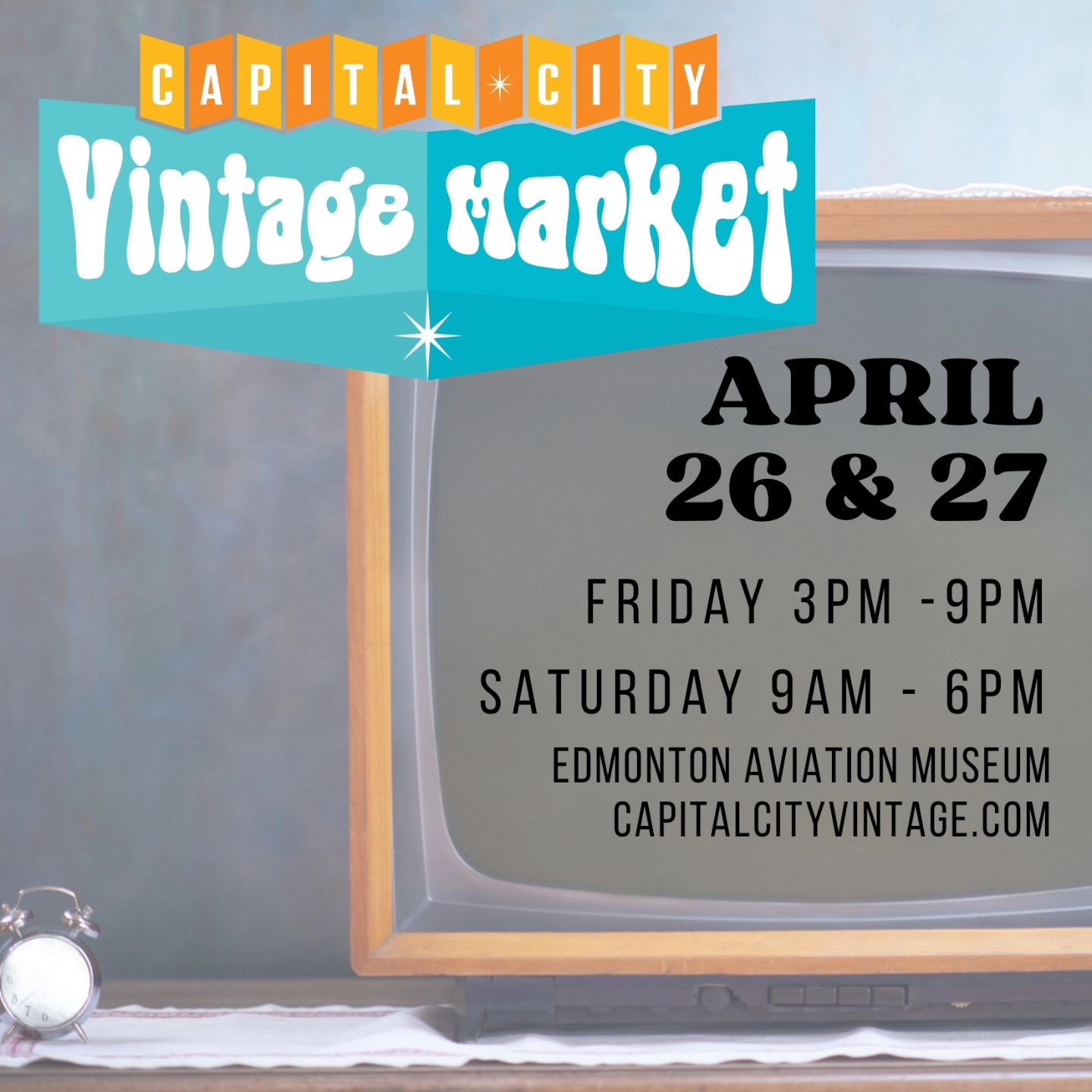 THIS FRIDAY! Over 50 Vintage Vendors

Edmonton (Alberta) Aviation Museum
11410 Kingsway nw, Edmonton 

Friday 3-9
Saturday 9-6
 
You will find a wide variety of vintage - new and second-hand goodies. Our market focuses on Vintage (1950-2000) clothing