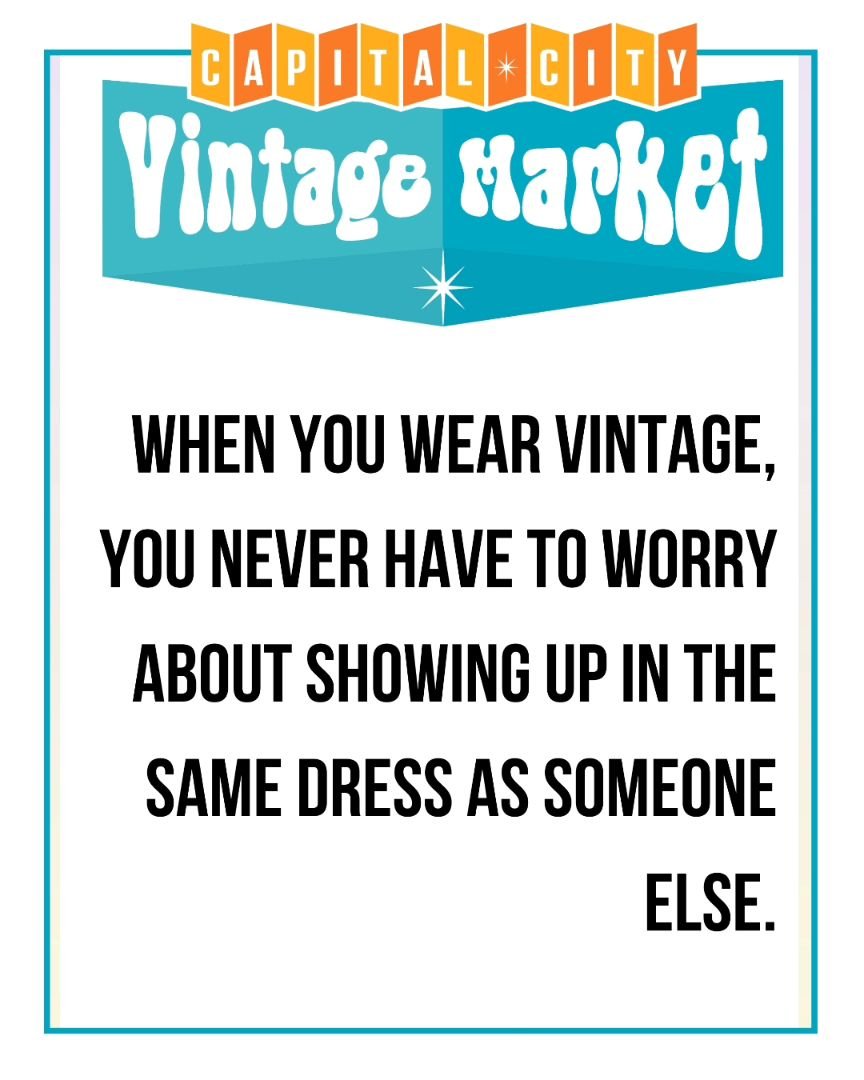 Join us April 26 &amp; 27

Friday 3-9
Saturday 9-6
 
You will find a wide variety of vintage - new and second hand goodies. Our market focuses on Vintage (1950-2000) clothing, accessories, household, and small furniture. Each market a new vendor line