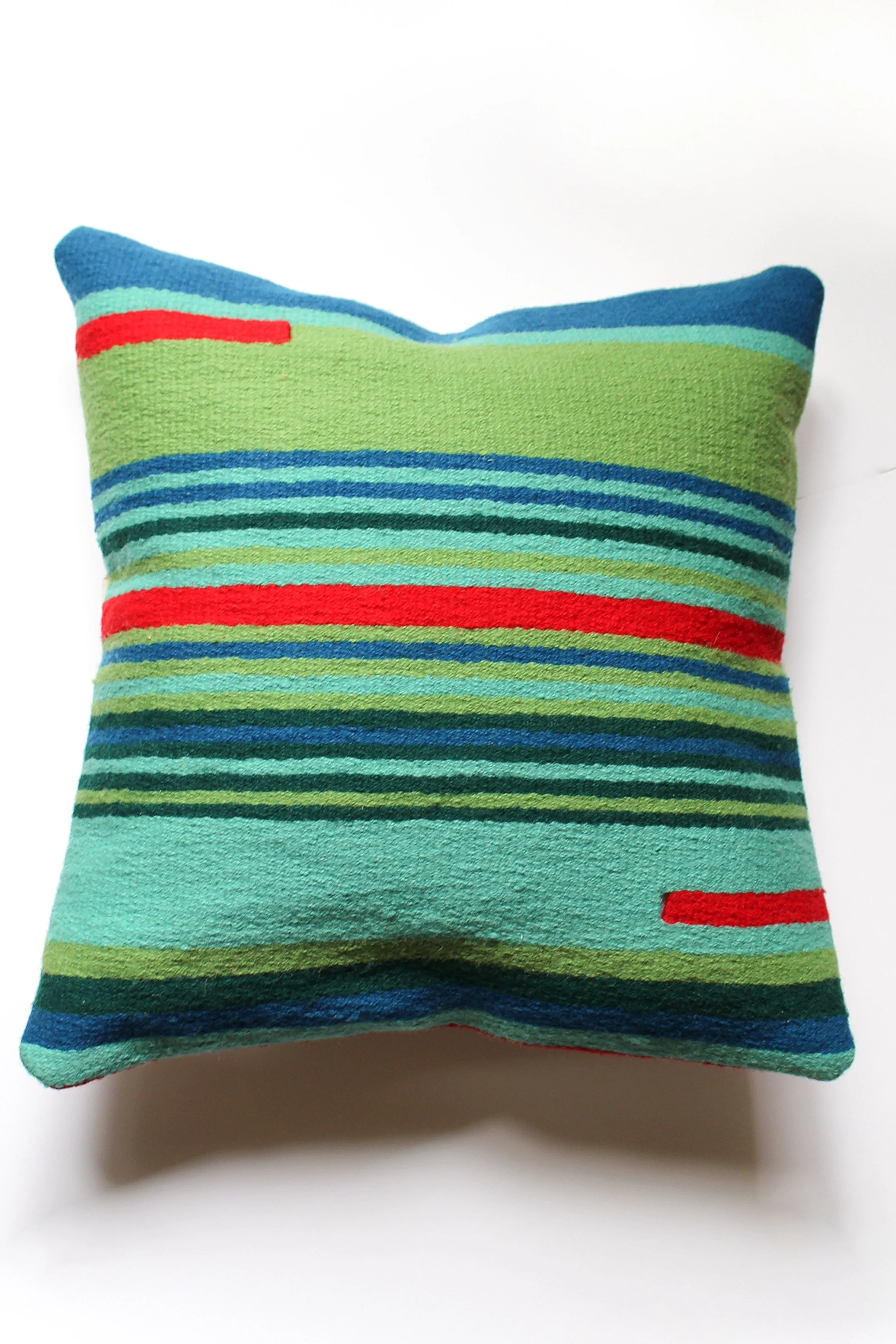 Blue and Green Stripes Pillow
