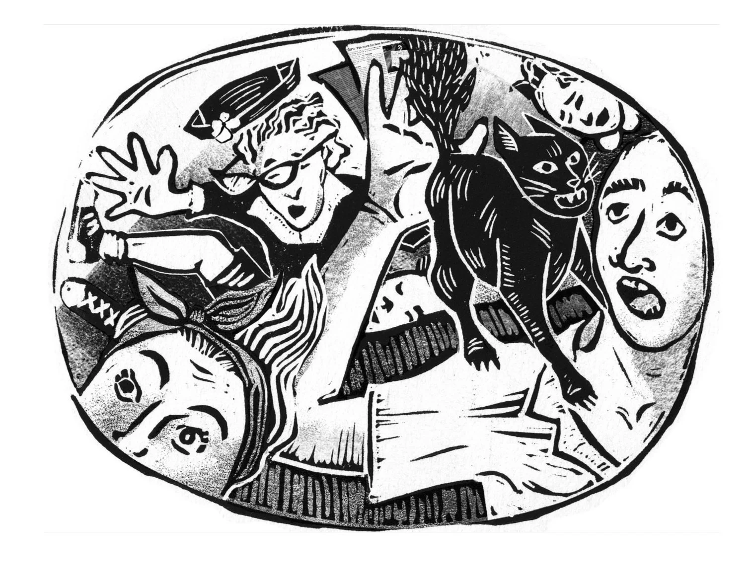 "A Good Man is Hard to Find" 
Vignette Block Print - Spot Illustration