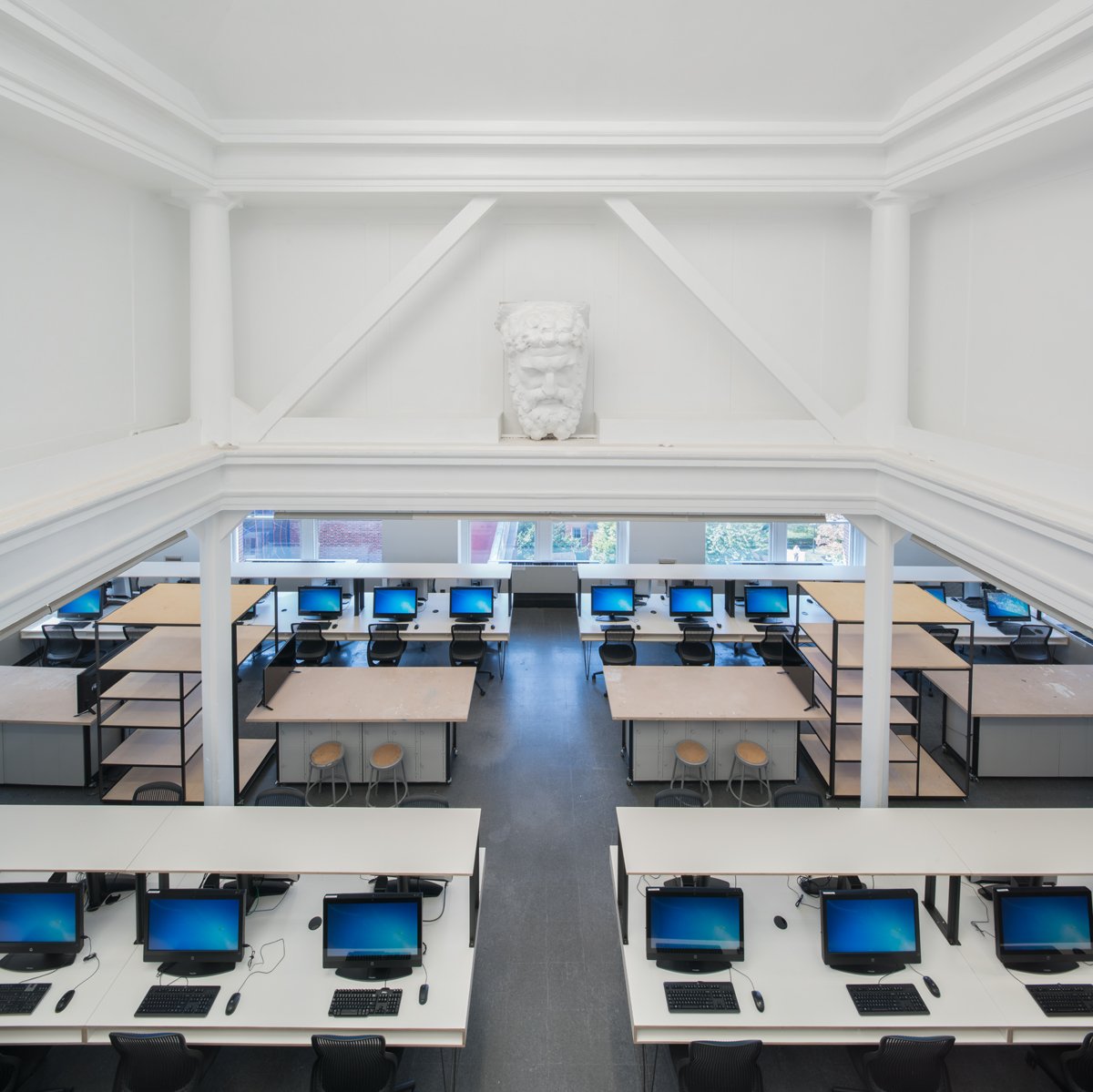 Avery Hall 6th floor studios from mezzanine with bust_by Ofer Wolberger.jpg