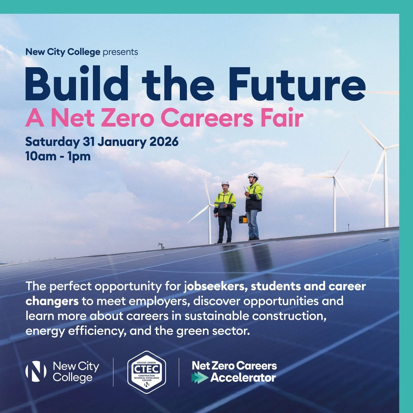 Build the Future: Net Zero Careers Fair 🌱

Discover exciting career pathways in sustainable construction, energy efficiency, and the growing green sector.

📍 New City College Hackney Campus
📅 Saturday 31 January 2026
⏰ 10:00am&ndash;1:00pm

Whethe