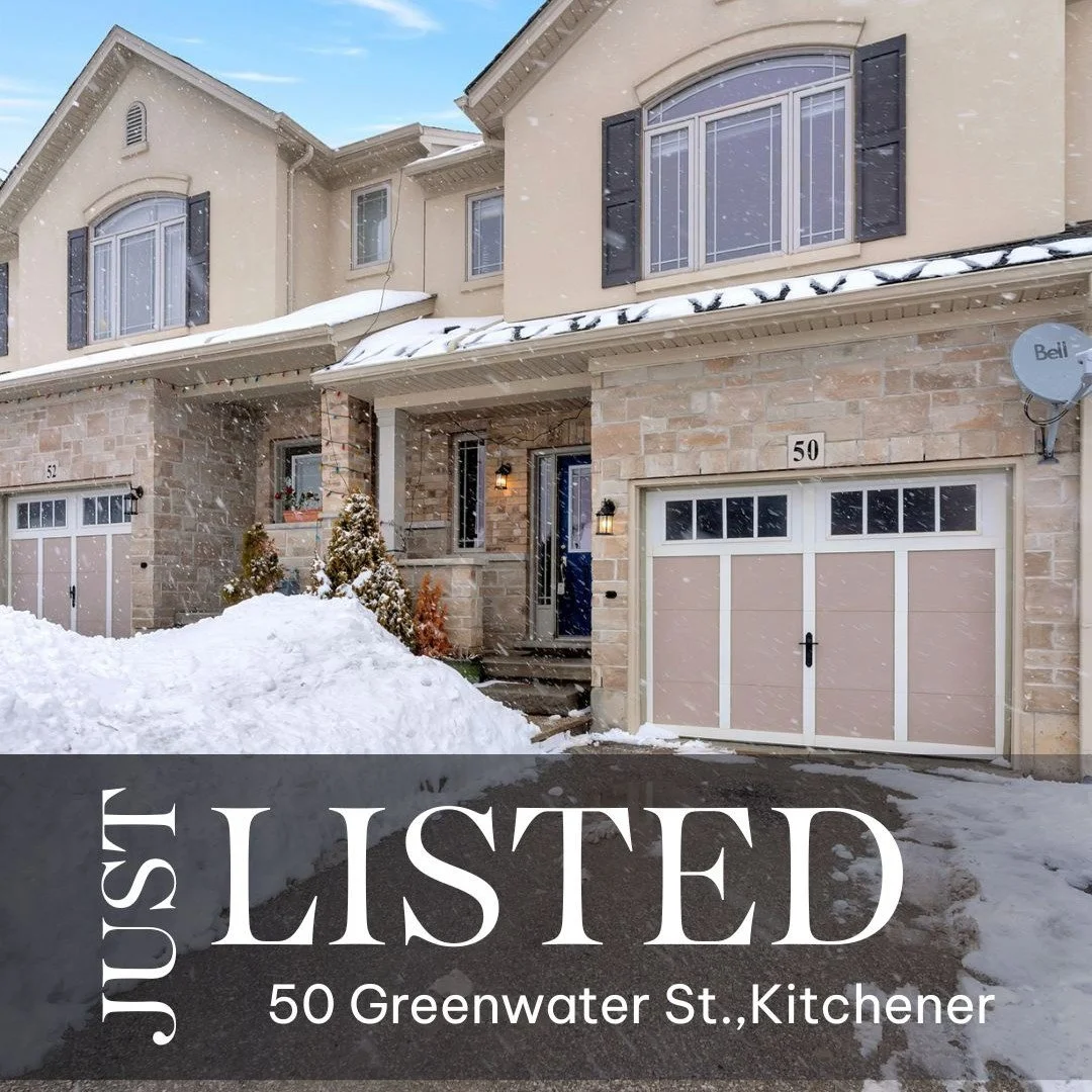 NEW LISTING | $749,000
50 GREENWATER ST, Kitchener
OPEN HOUSE - SAT/SUN  2-4 pm 
Beautiful FREEHOLD townhouse in a family-friendly neighbourhood &mdash; no condo fees.
3 bedrooms | 3.5 bathrooms | garage
This well-maintained home offers an open-conce