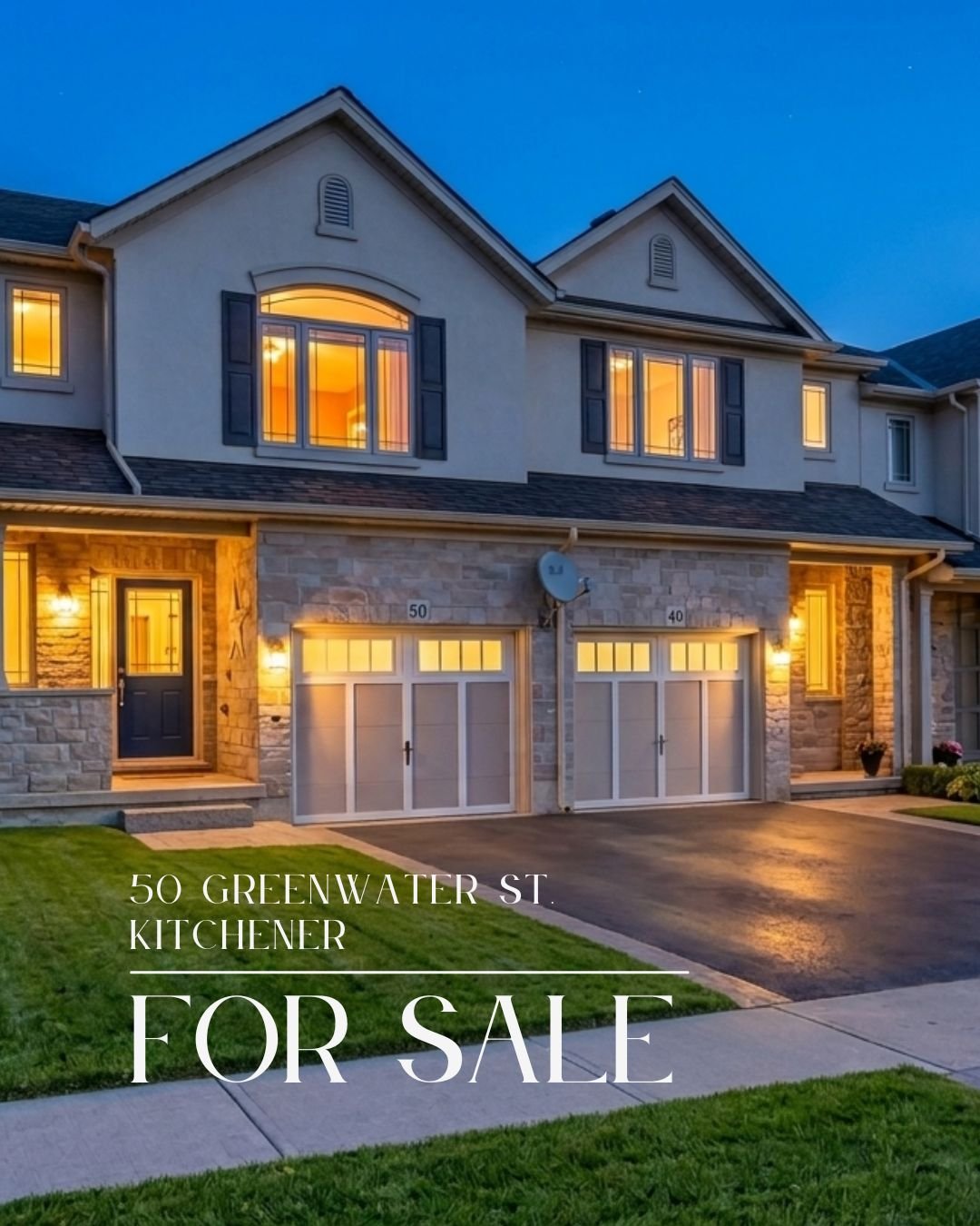 Just listed &mdash; 50 Greenwater Street, Kitchener.
$750,000
This executive freehold townhouse offers stylish, low-maintenance living with 3 bedrooms and 4 bathrooms. Featuring granite counters, a finished walkout basement, a fenced yard, and green 