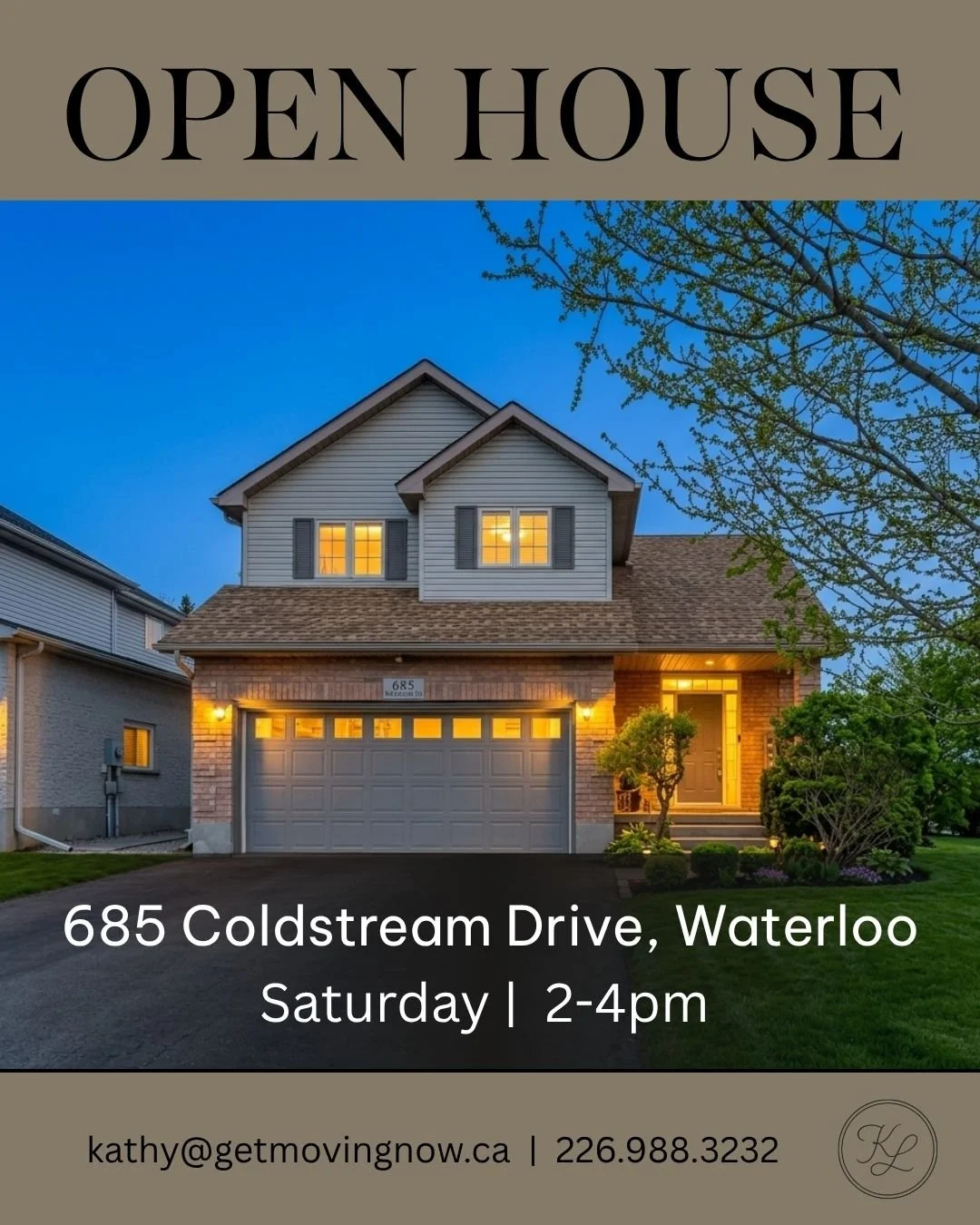 Open House this Saturday, April 11th 2-4pm at 685 Coldstream Drive, Waterloo.
Come view this beautifully maintained home in the highly desirable Conservation Meadows neighbourhood, set on a spacious corner lot with an incredible backyard oasis featur