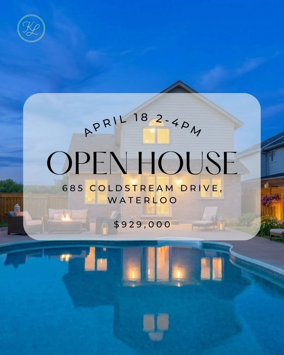 Join me this Saturday, April 18th from 2&ndash;4 PM for an Open House at 685 Coldstream Drive, Waterloo. 
Come take a look around and see all this home has to offer in person. Whether you&rsquo;re actively house hunting or just starting your search, 