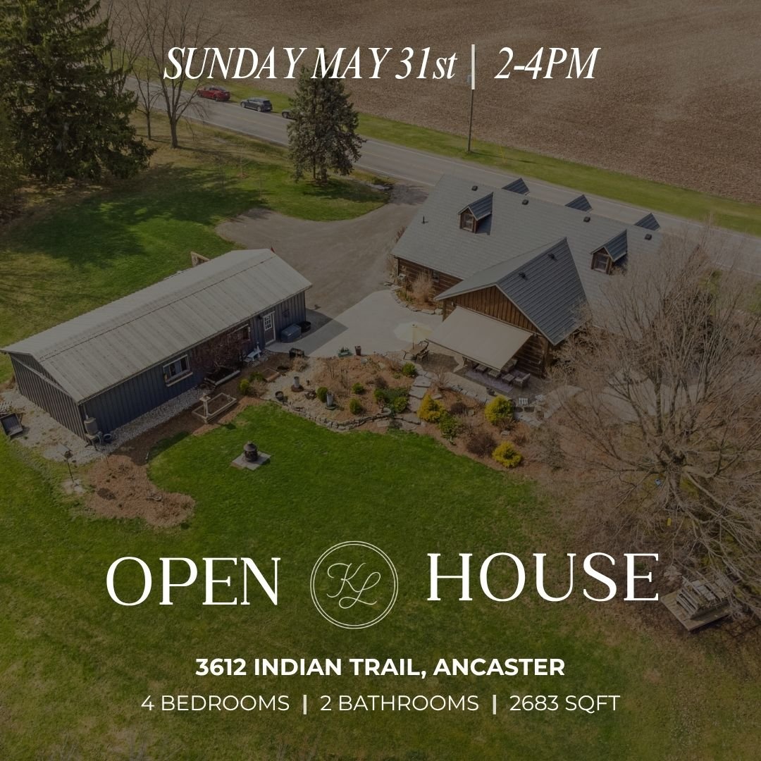 Open House this Sunday, May 31st from 2&ndash;4 PM at 3612 Indian Trail, Ancaster.
Come explore this spacious 4-bedroom, 2-bathroom home offering 2,683 sq. ft. of living space in a beautiful Ancaster location.
A great opportunity to tour the home, as